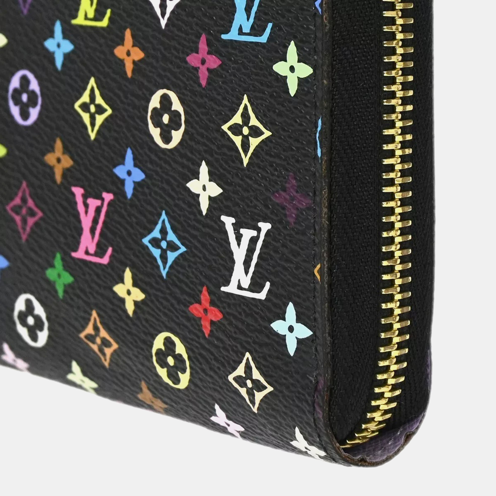 Louis Vuitton Black Monogram Multicolor Canvas Zippy Wallet 