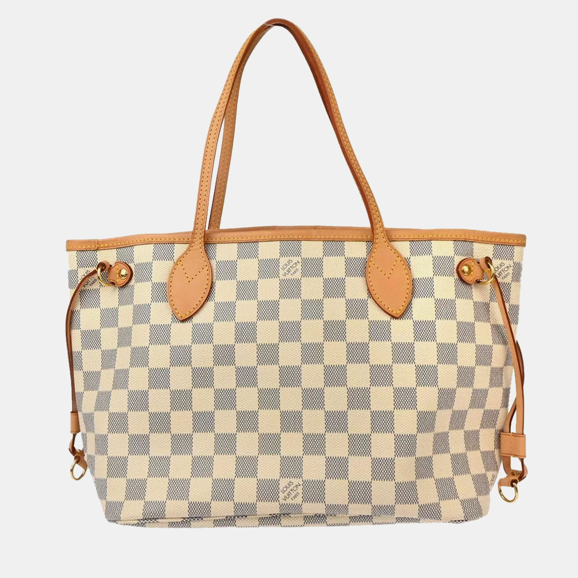 

Louis Vuitton Damier Azur Canvas Neverfull PM Tote Bag, Beige