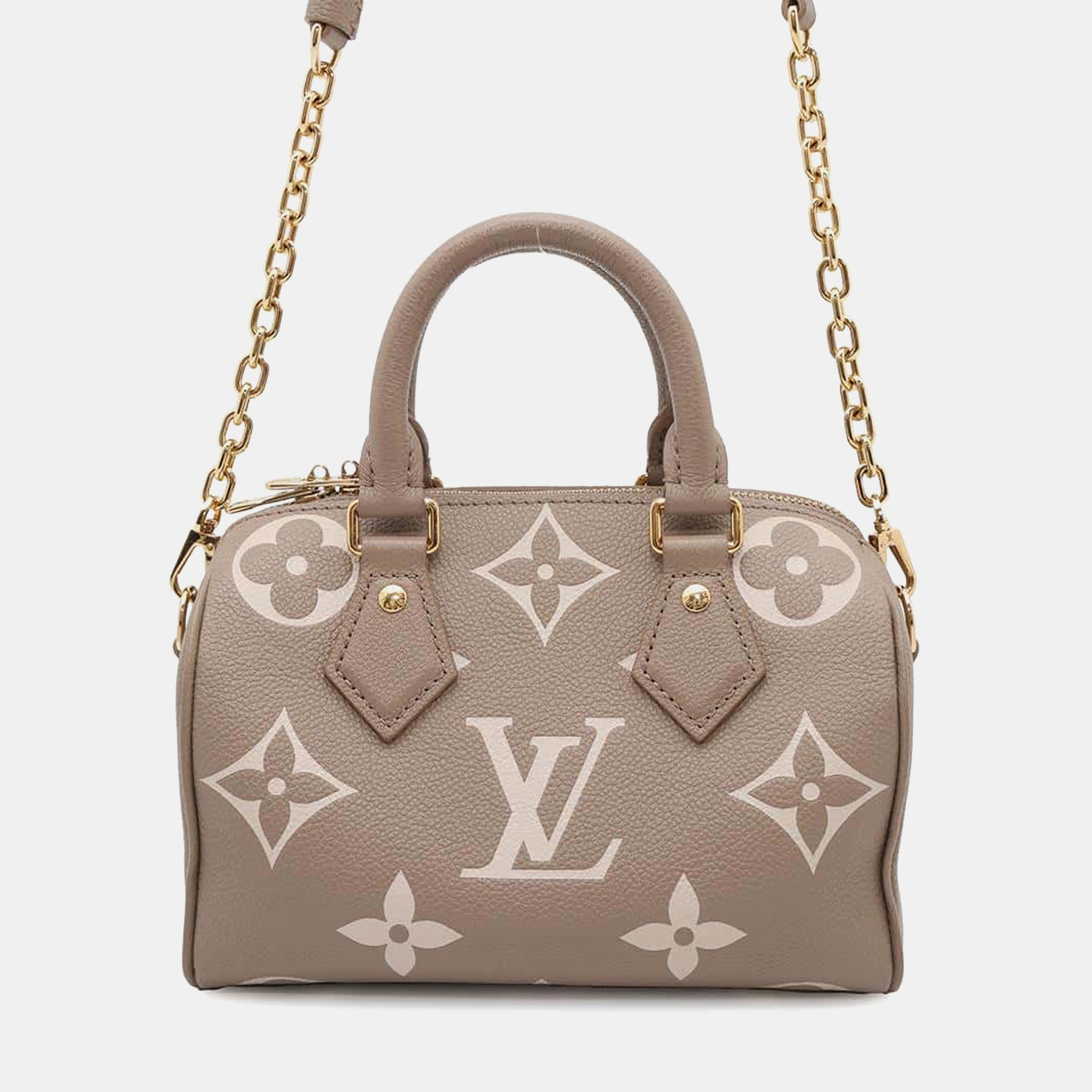 

Louis Vuitton Bicolour Monogram Empreinte Leather Speedy Bandouliere 20 Bag, Beige