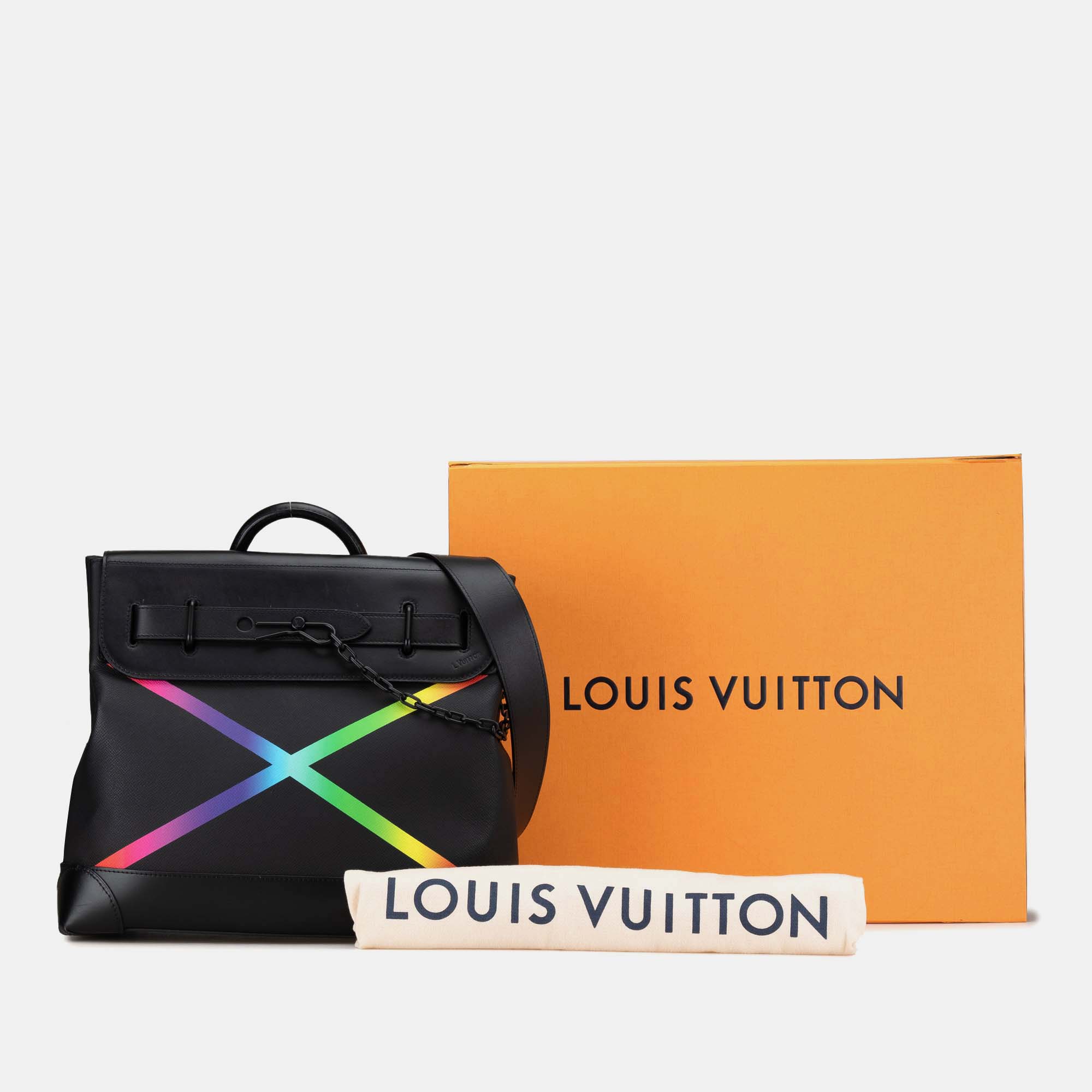 Louis Vuitton Black Taiga Rainbow Steamer PM 