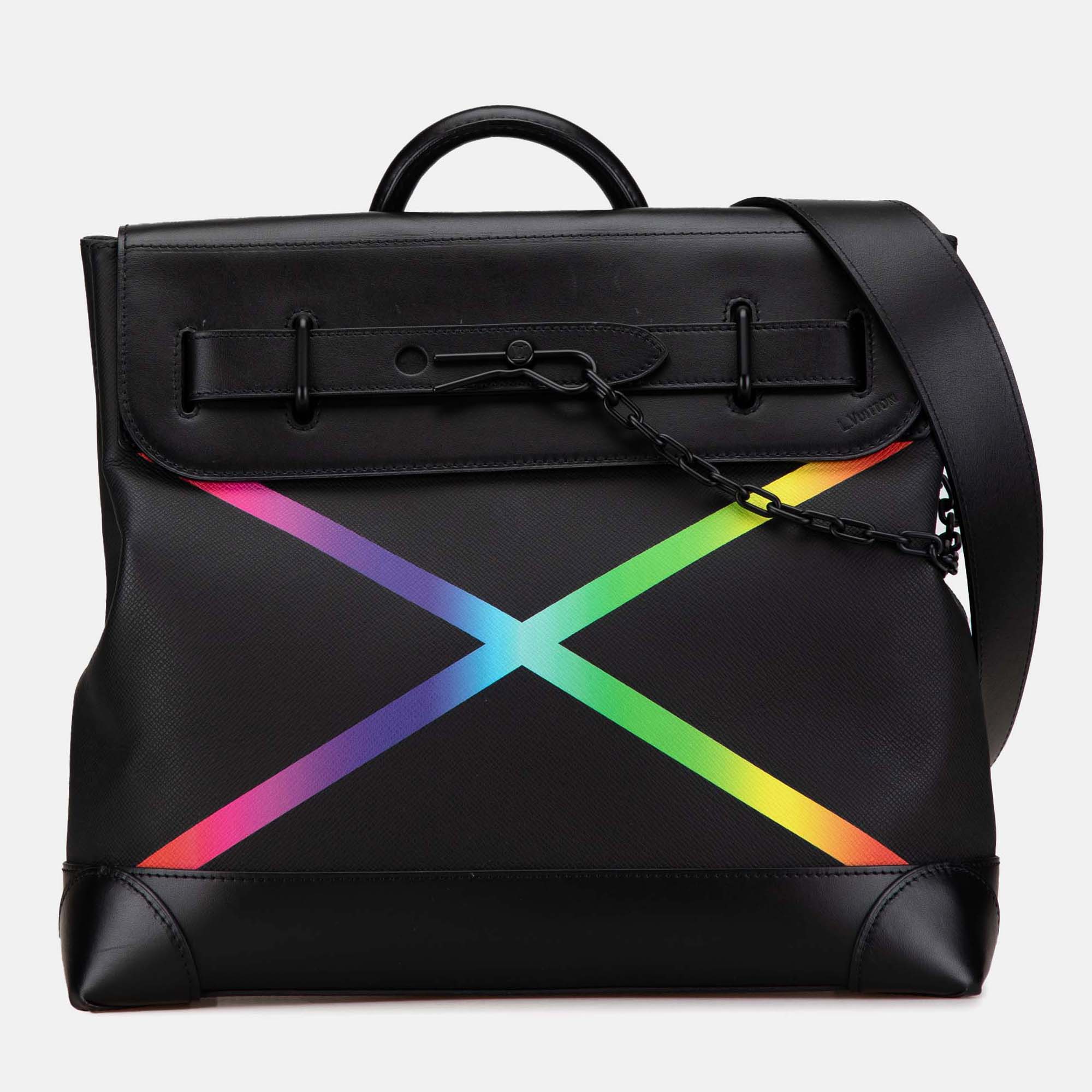 

Louis Vuitton Black Taiga Leather Rainbow Steamer PM Top Handle Bag