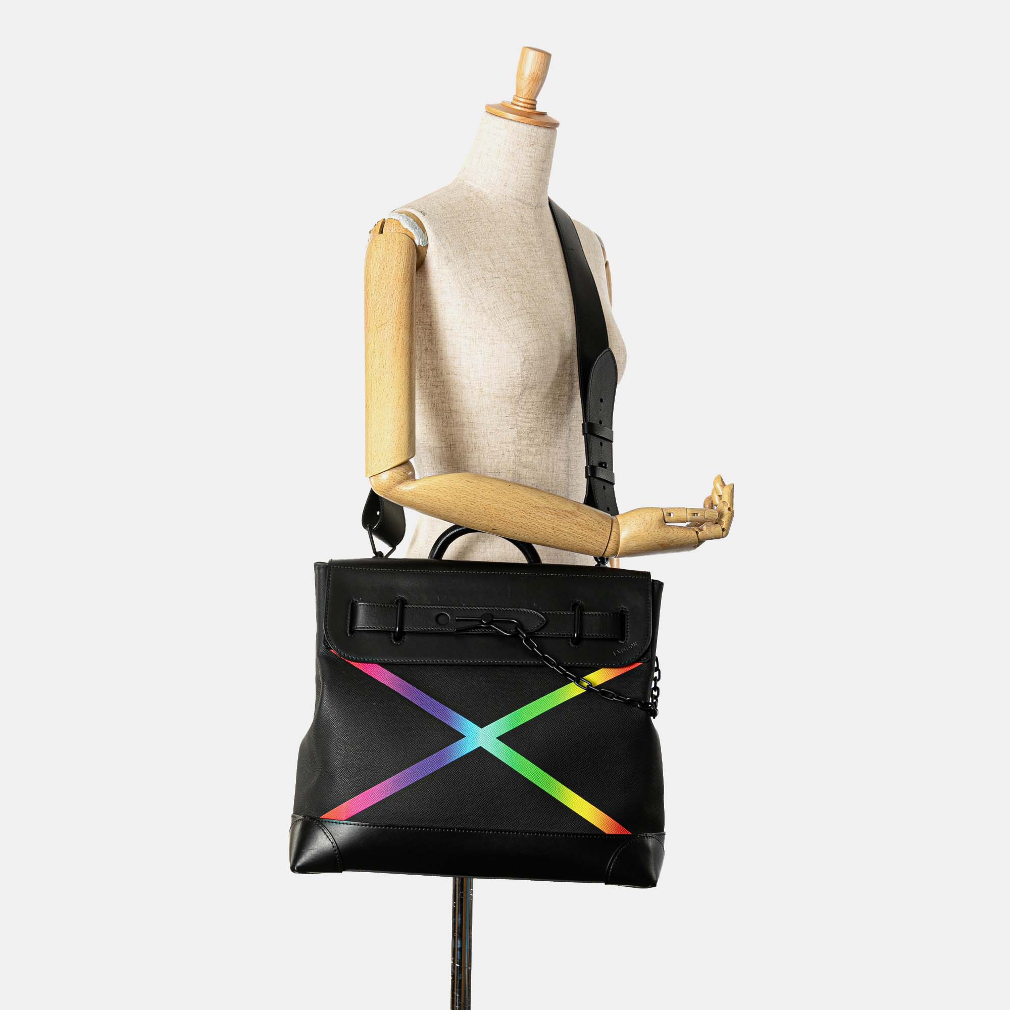 Louis Vuitton Black Taiga Rainbow Steamer PM 