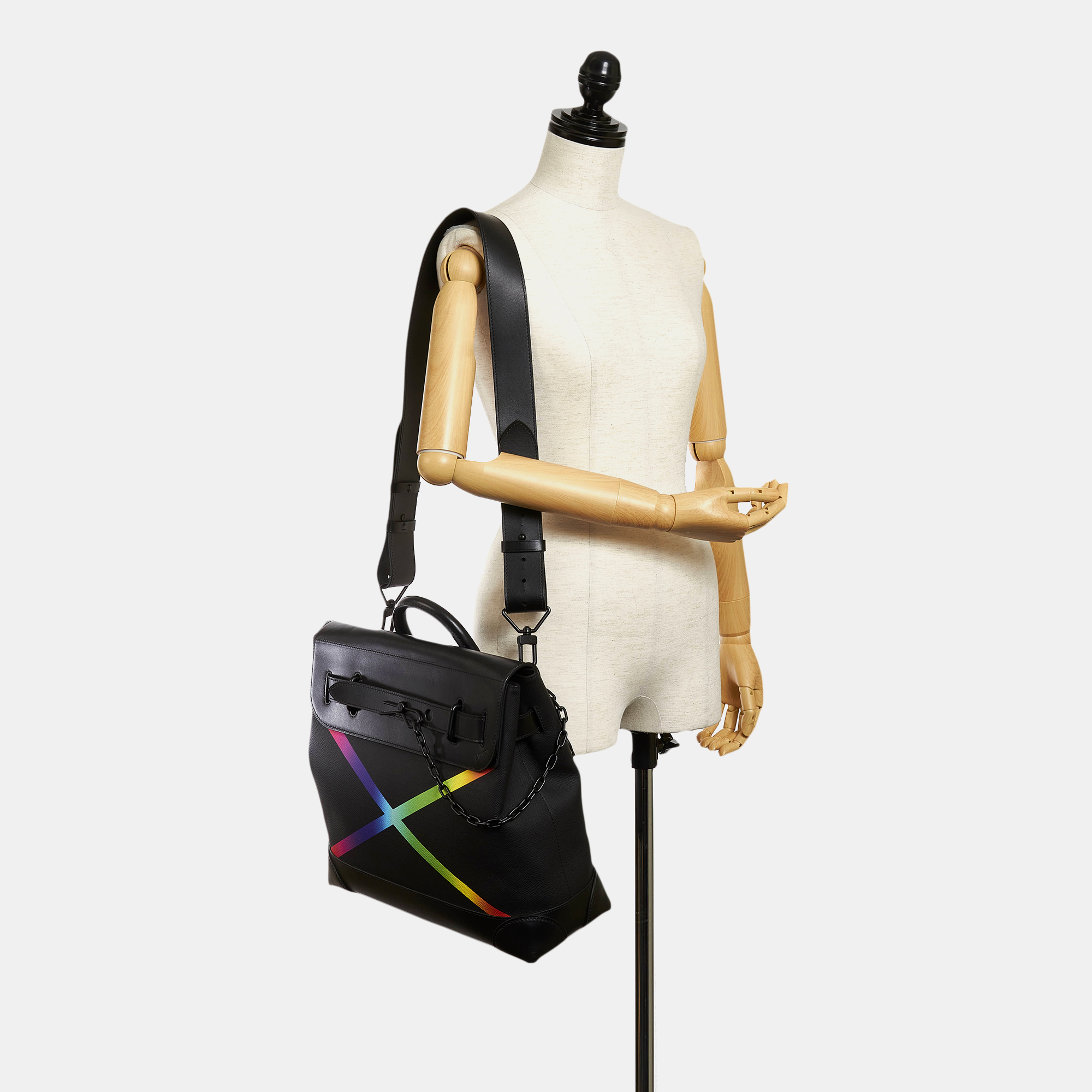 Louis Vuitton Black Taiga Rainbow Steamer PM 