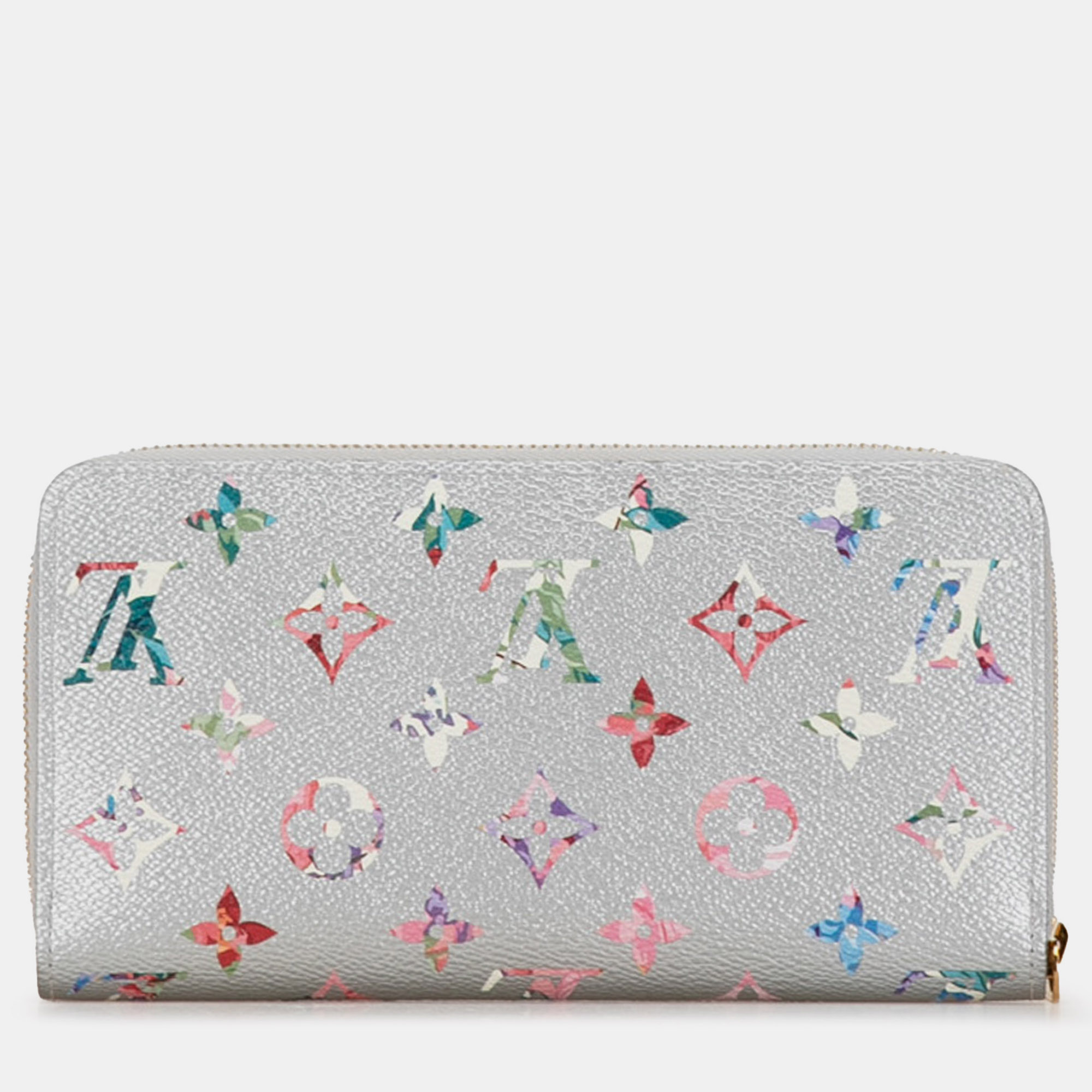 Louis Vuitton Silver Metallic Monogram Garden Zippy Wallet 