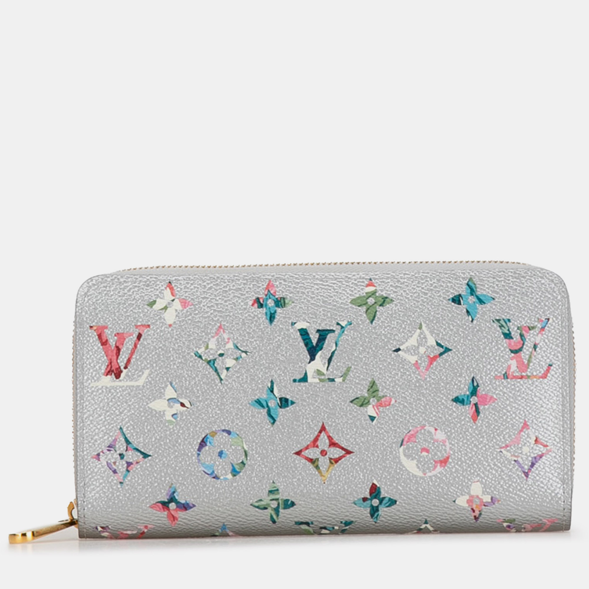 

Louis Vuitton Silver Metallic Monogram Garden Zippy Wallet