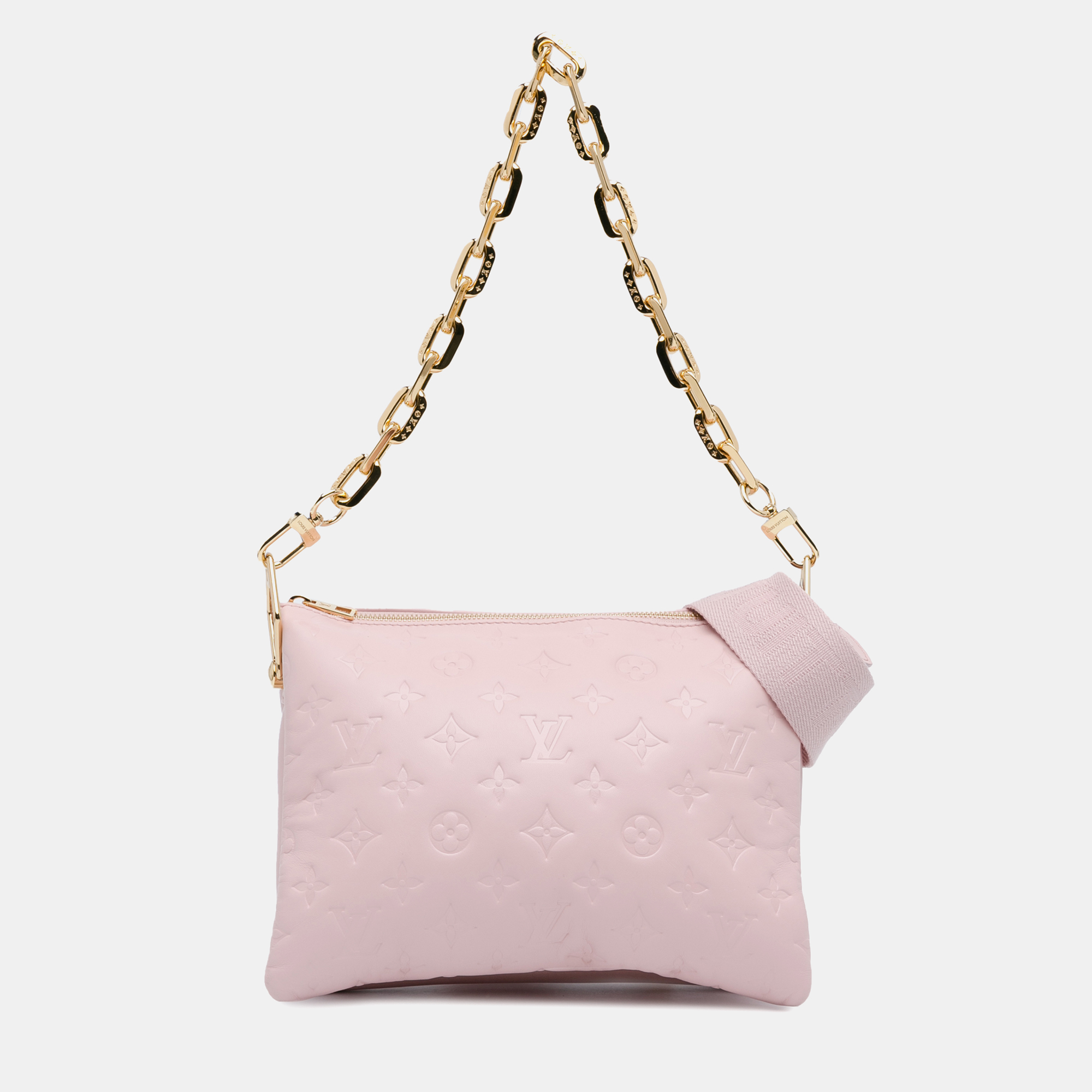 

Louis Vuitton Pink Monogram Embossed Puffy Lambskin Coussin PM