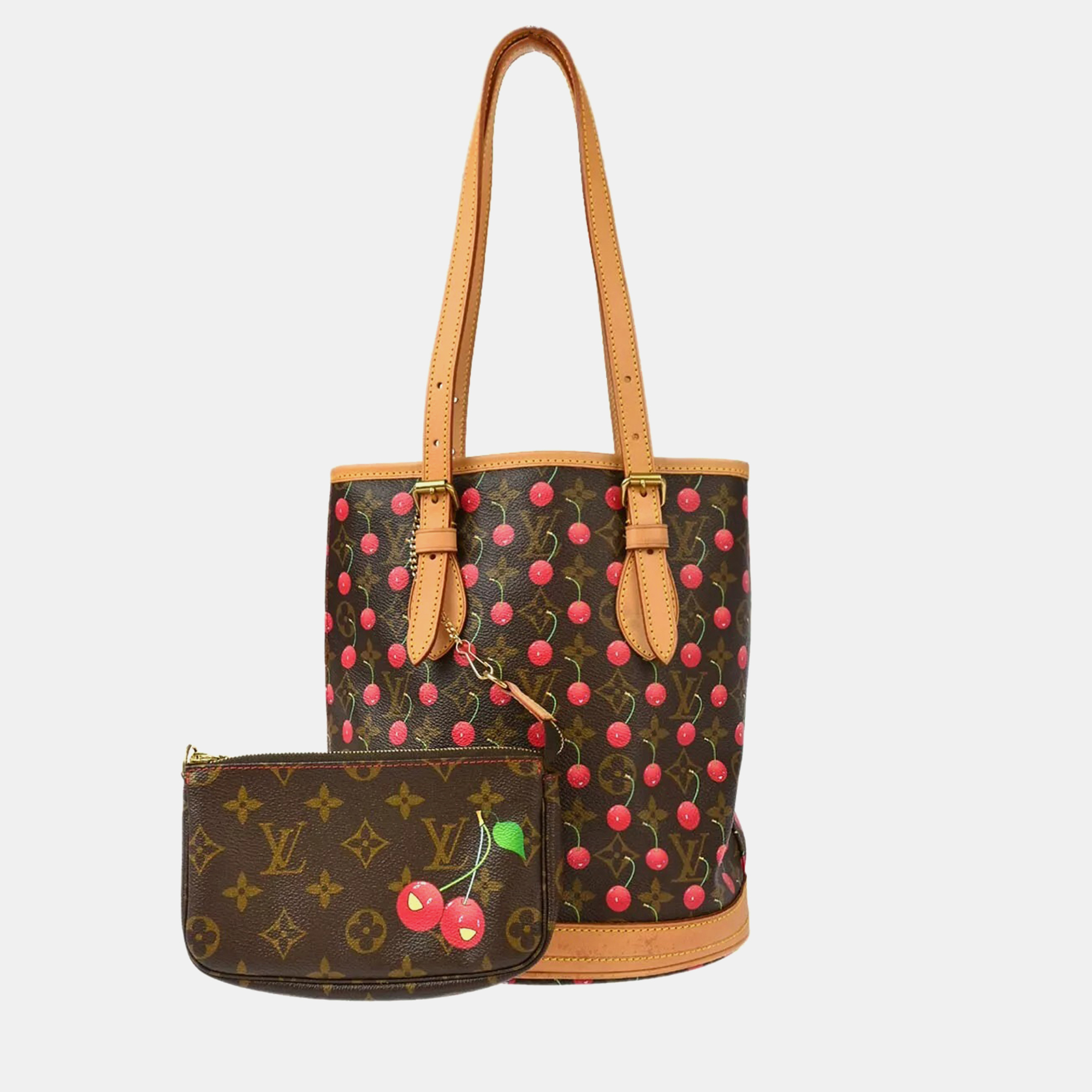 

Louis Vuitton Monogram Cherry Bucket PM Tote Handbag, Brown