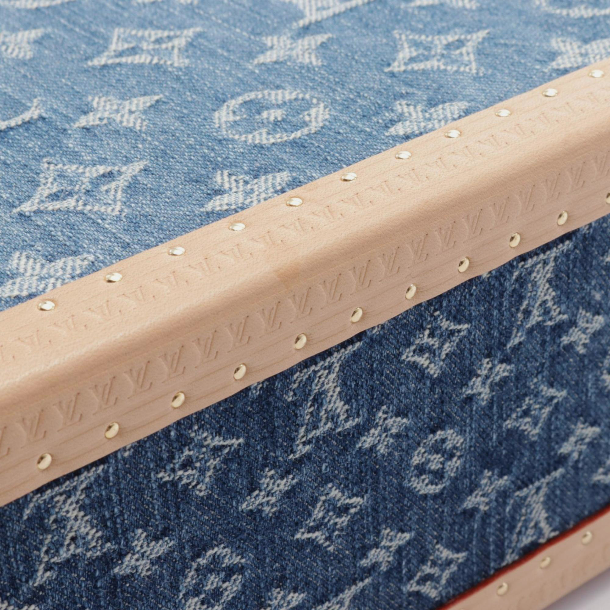 Louis Vuitton Blue Beige Denim Monogram Petite Valise Handbag 