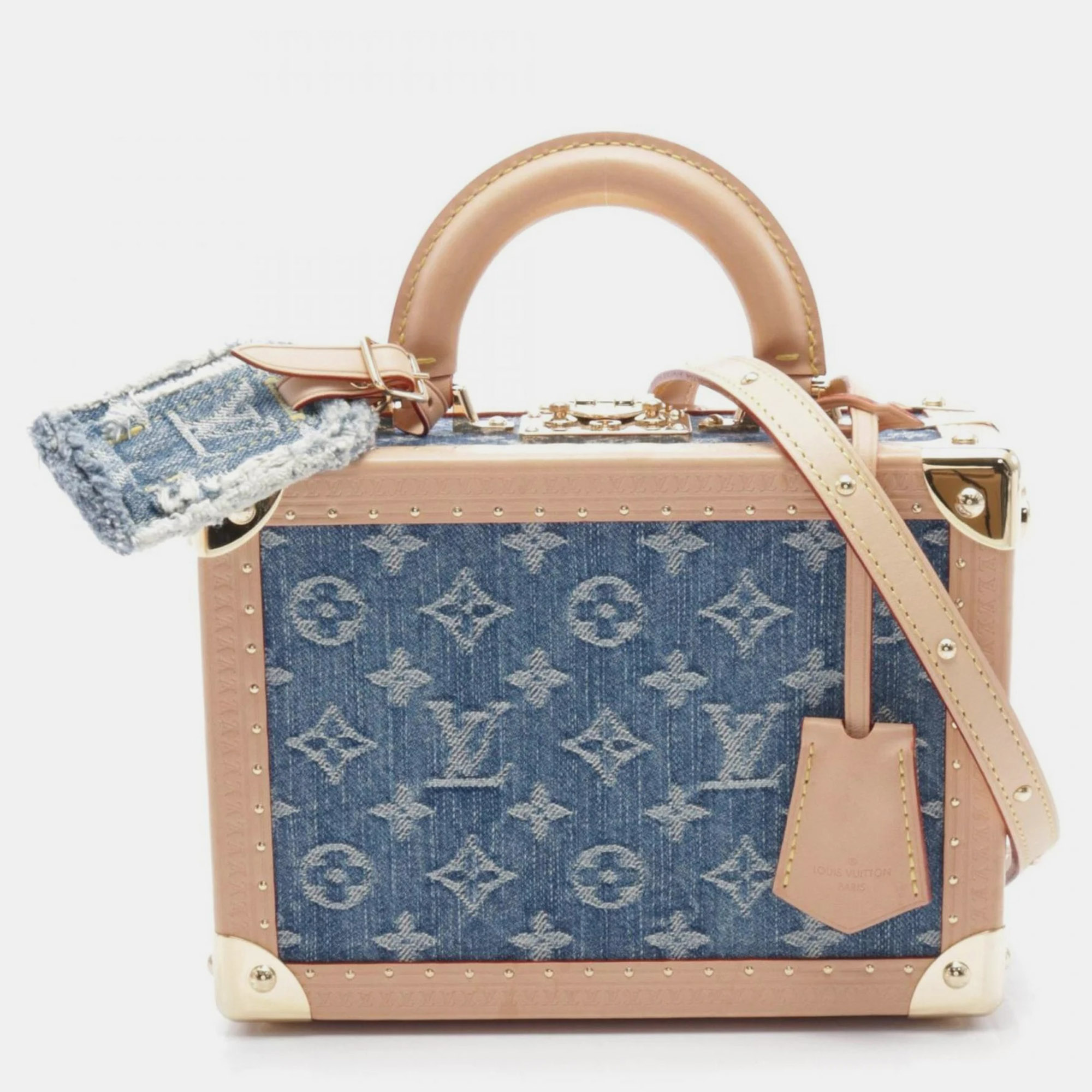 

Louis Vuitton Blue Beige Denim Monogram Petite Valise Handbag