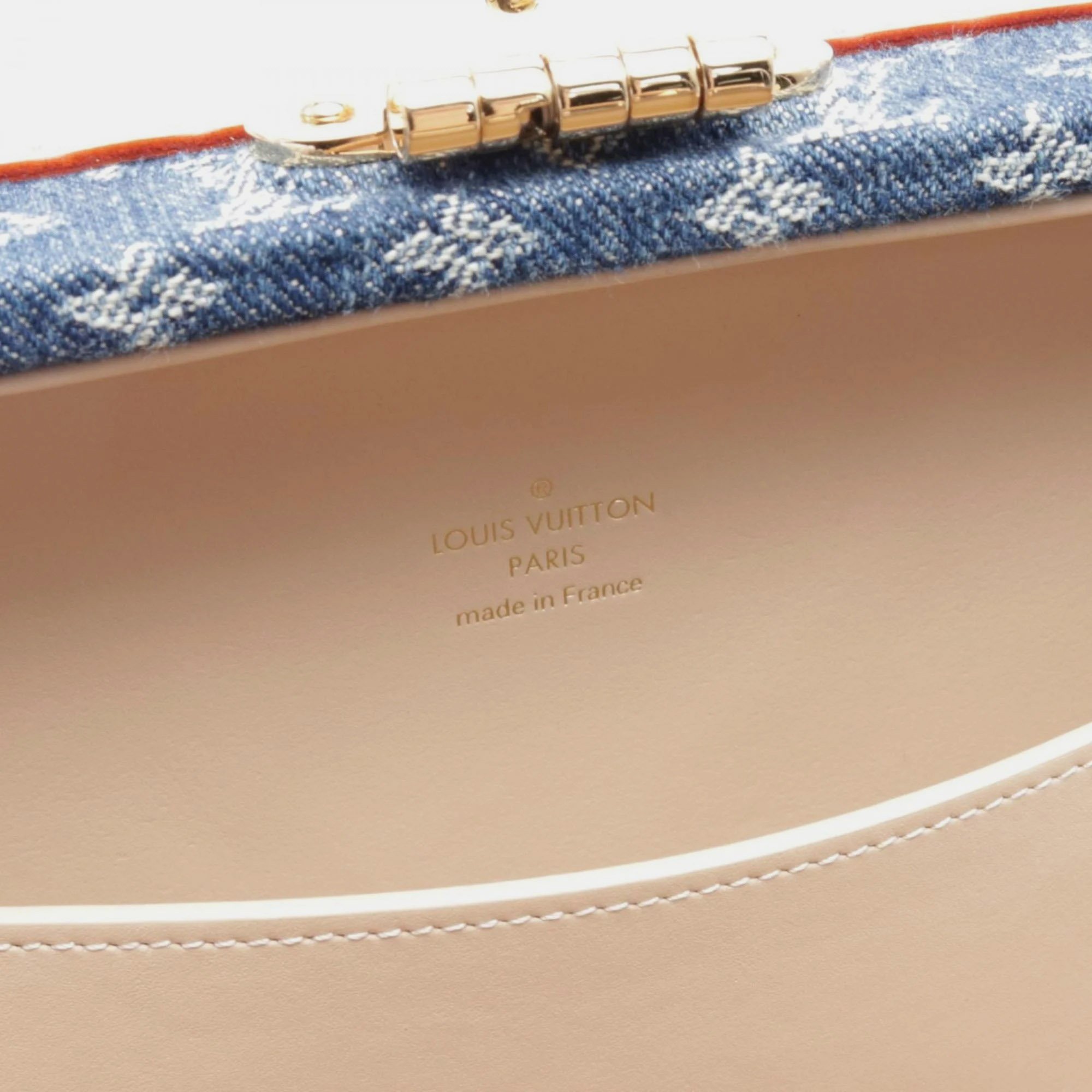Louis Vuitton Blue Beige Denim Monogram Petite Valise Handbag 