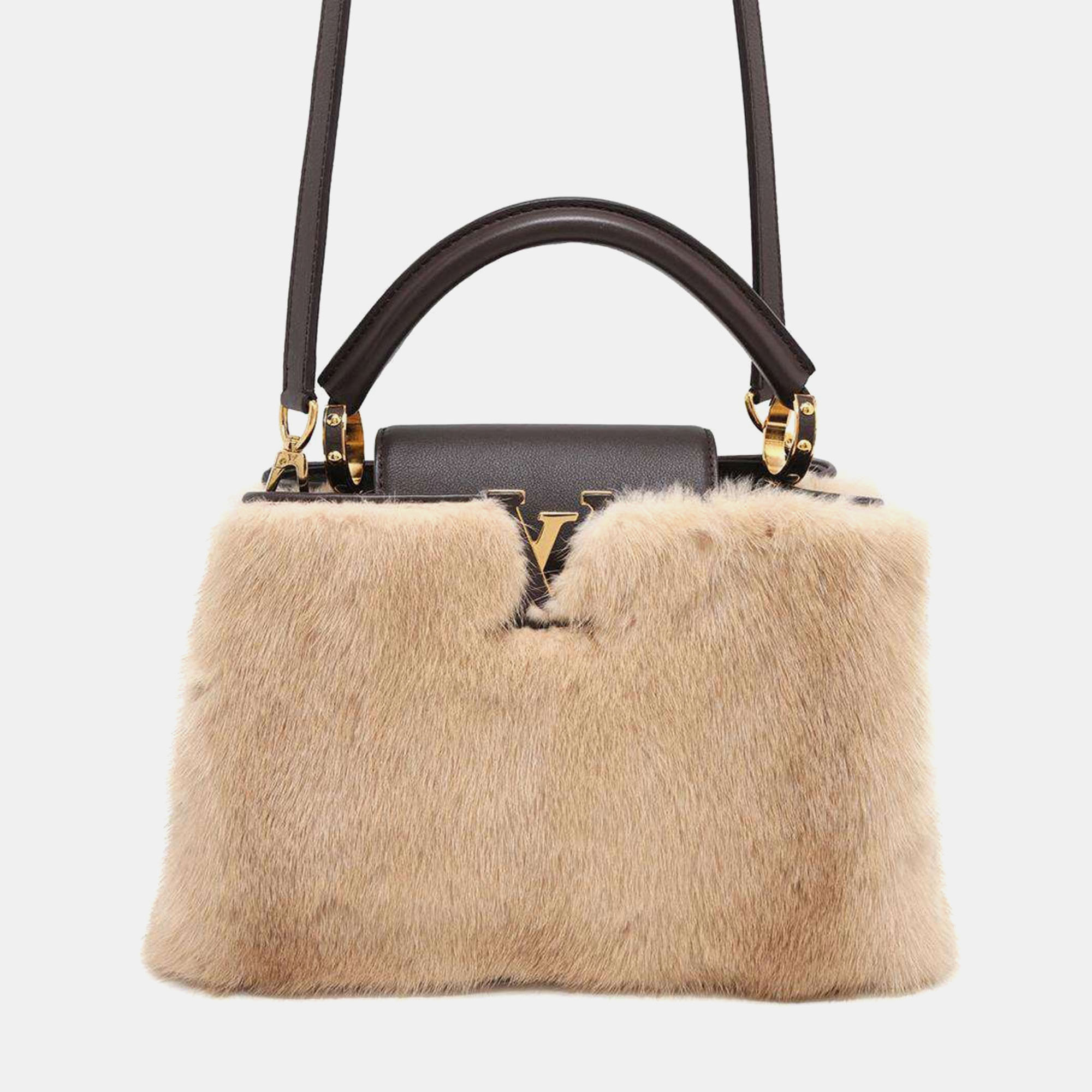 

Louis Vuitton Beige/Brown Mink Fur Capucines BB Shoulder Bag