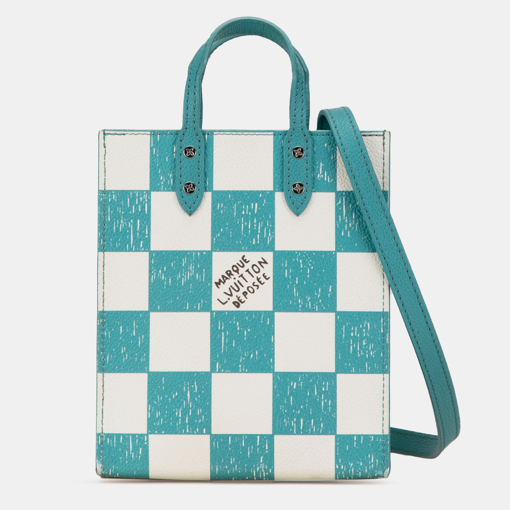 

Louis Vuitton Blue White Damier Checkerboard Sac Plat  Bag