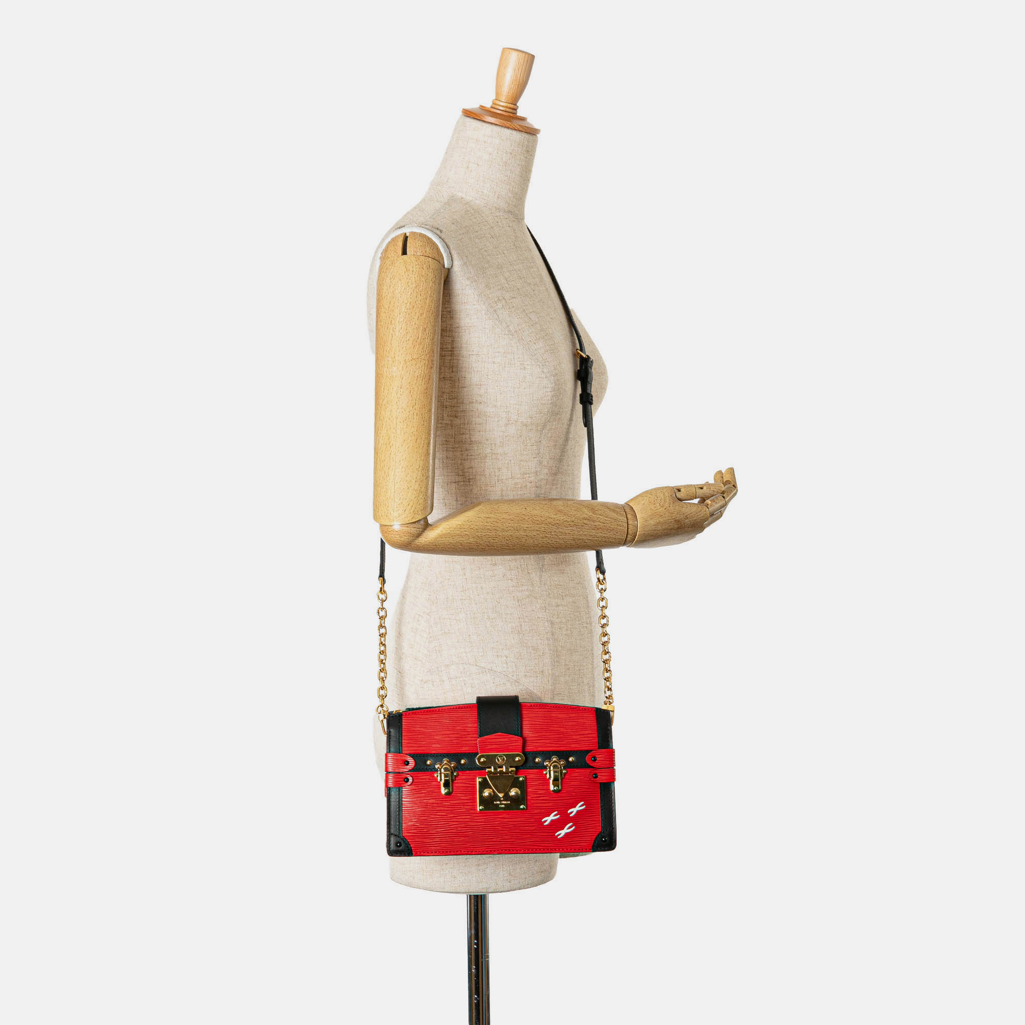 Louis Vuitton Black Red Epi Trunk Clutch 