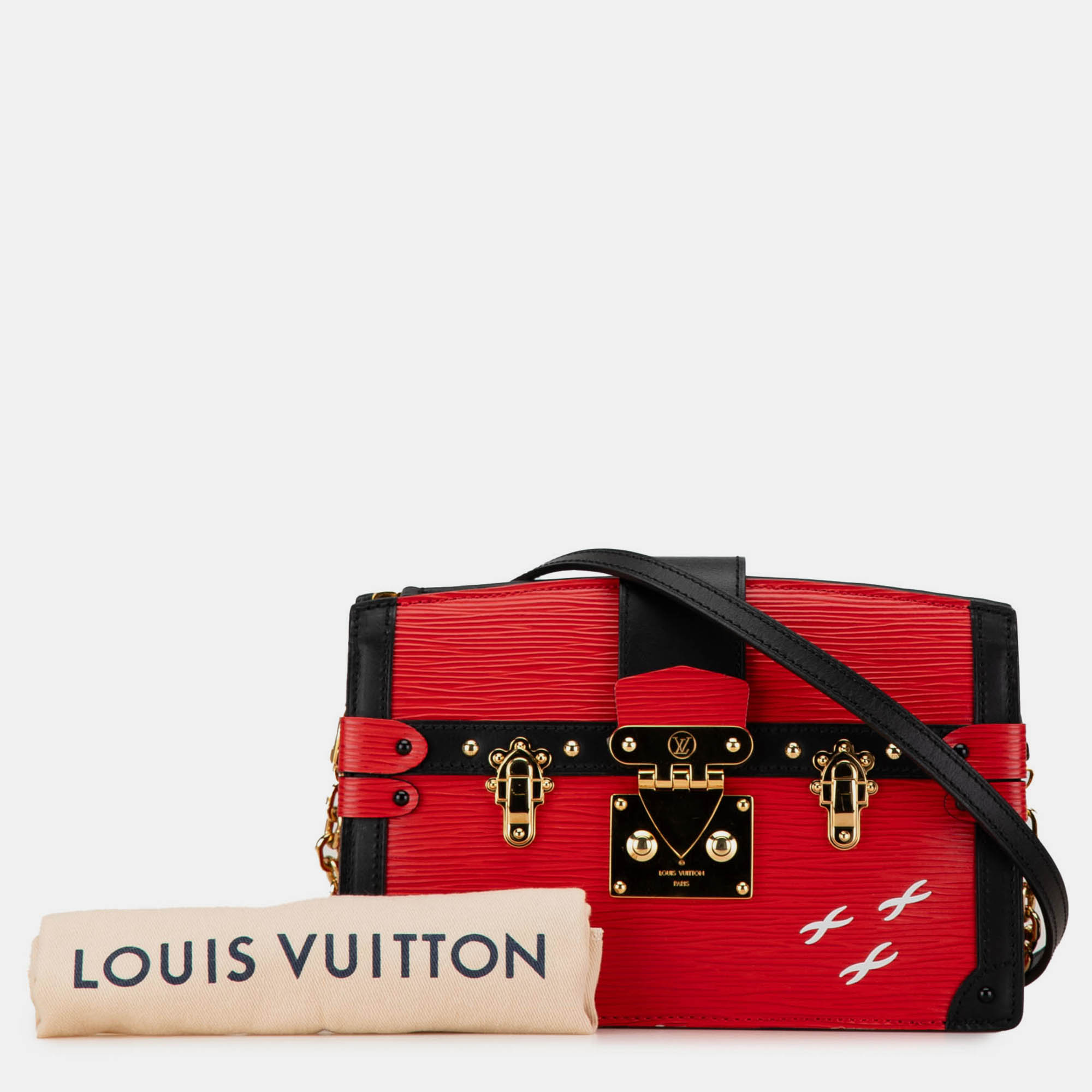 Louis Vuitton Black Red Epi Trunk Clutch 