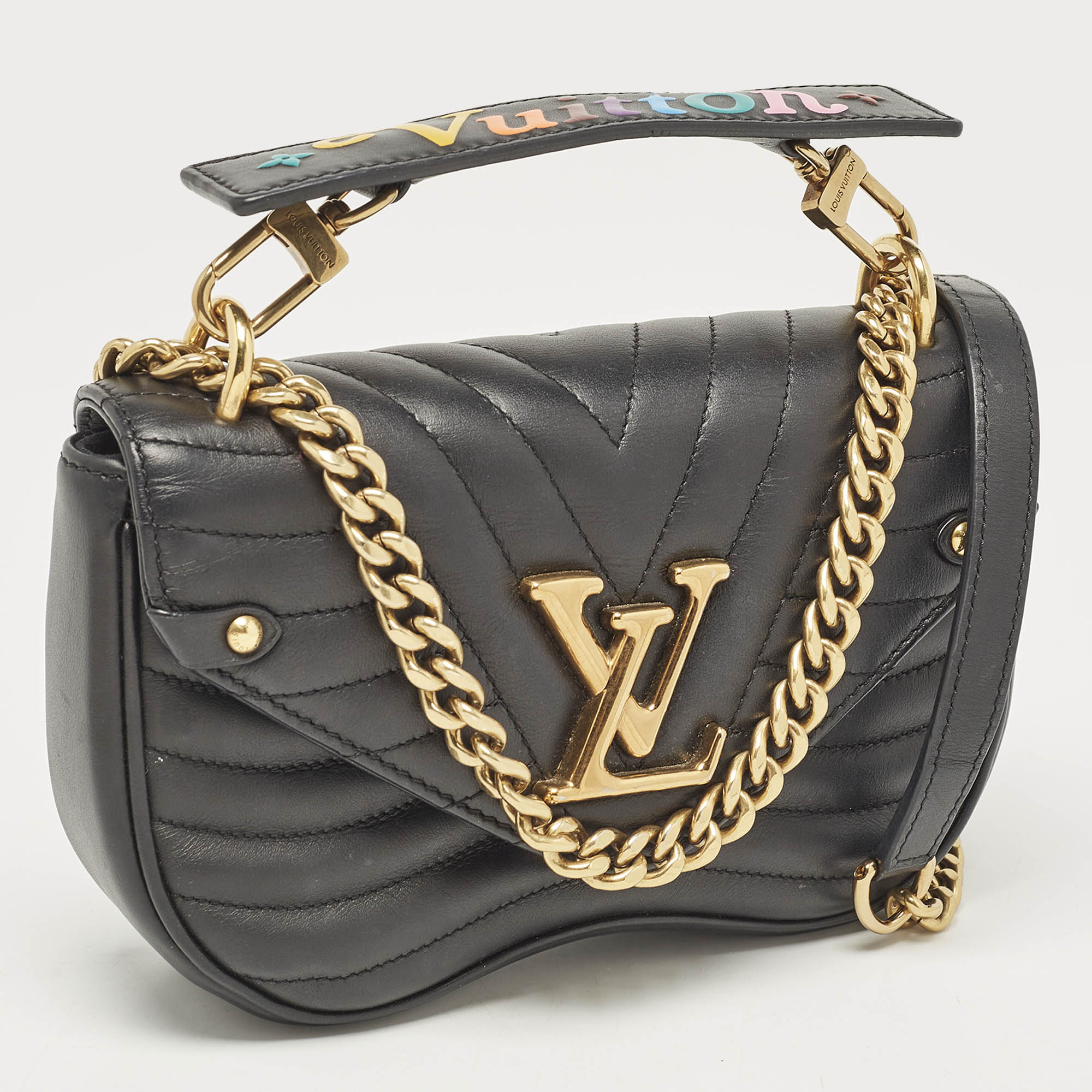 Louis Vuitton Black Leather New Wave Chain PM Bag 