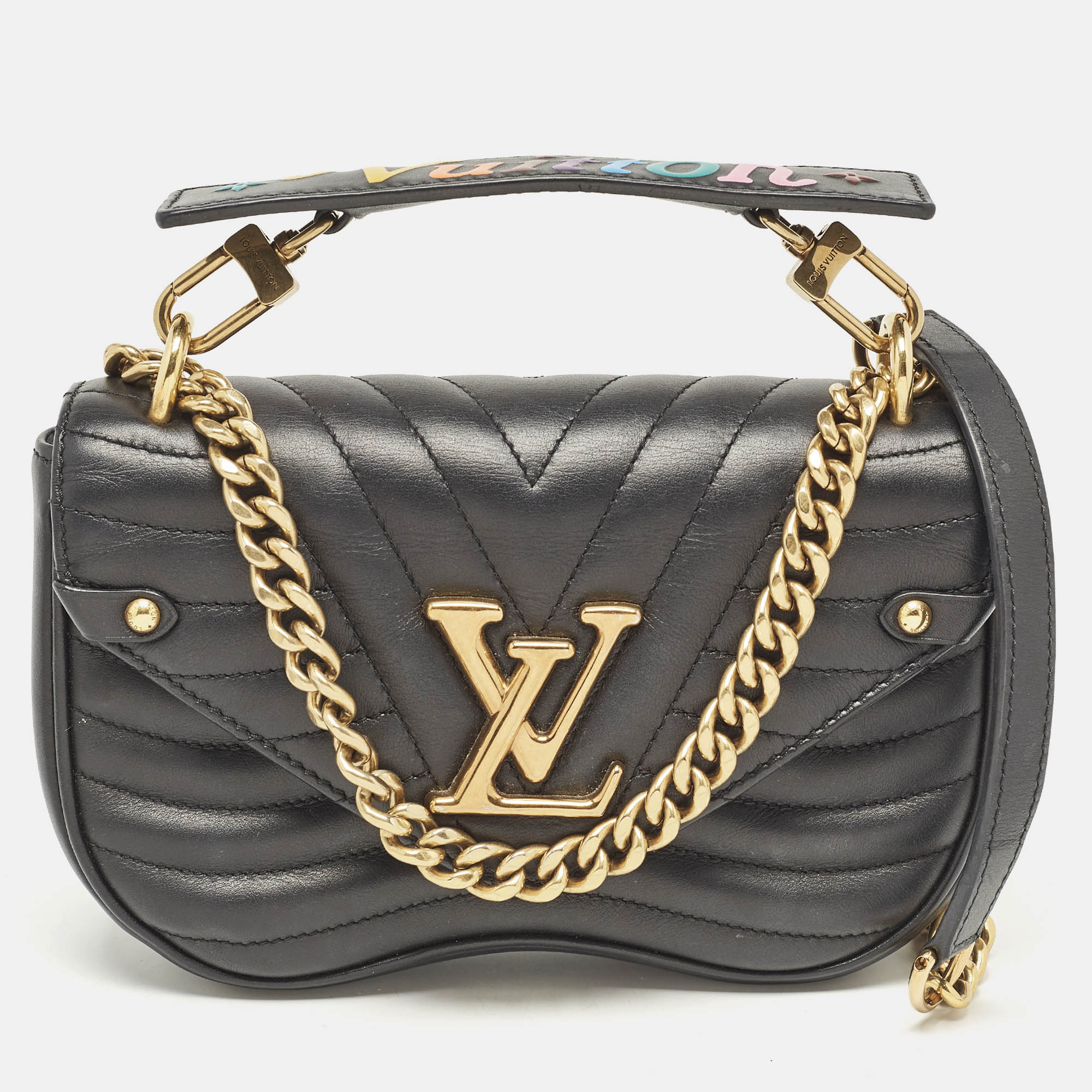 

Louis Vuitton Black Leather New Wave Chain PM Bag