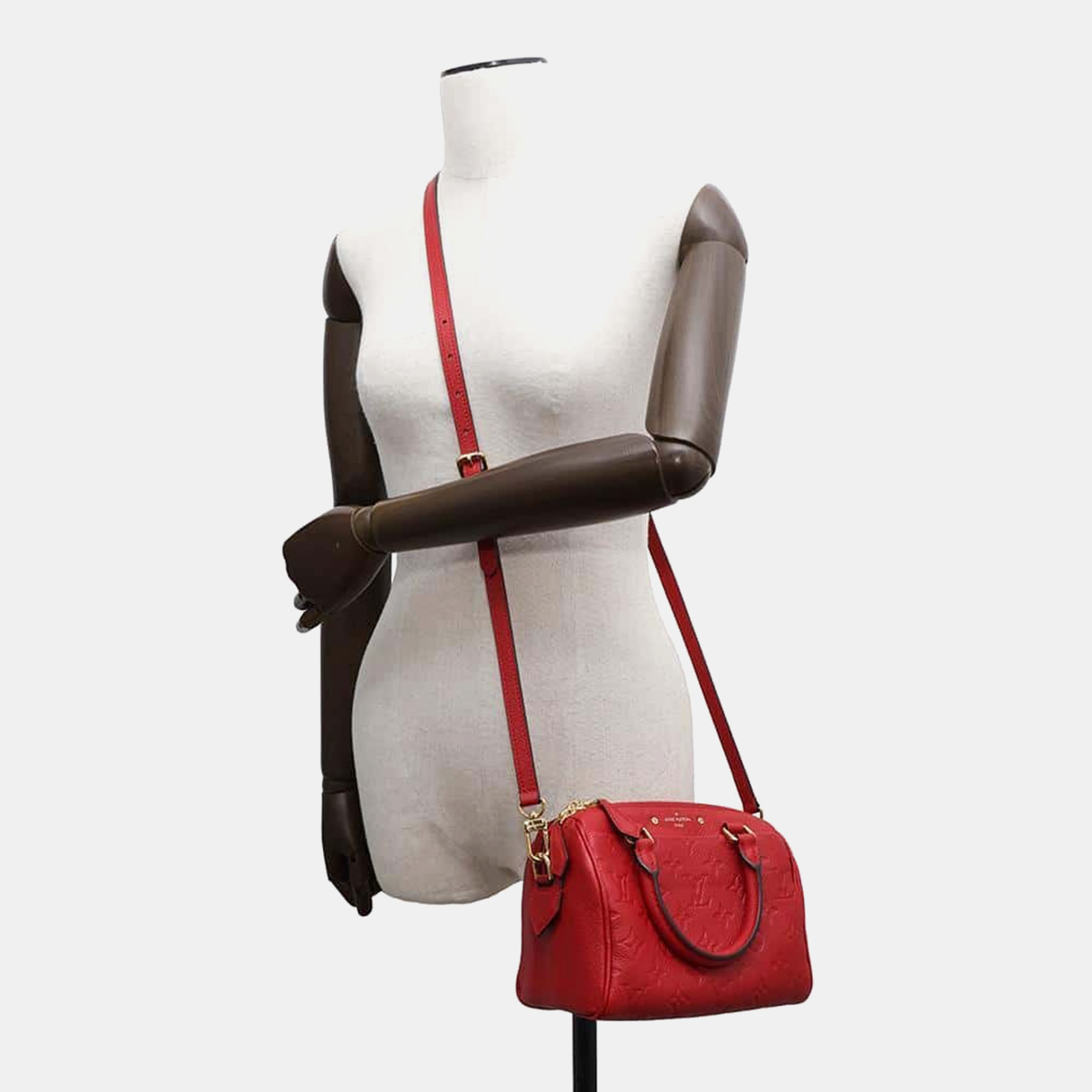 Louis Vuitton Red Monogram Empreinte Leather Speedy Bandouliere 20 Bag 