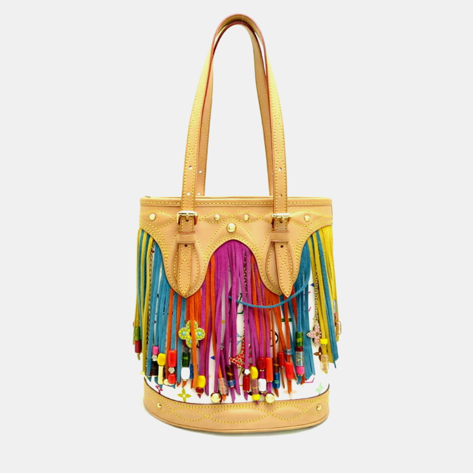 Louis Vuitton White Monogram Canvas Bucket Tote Bag 