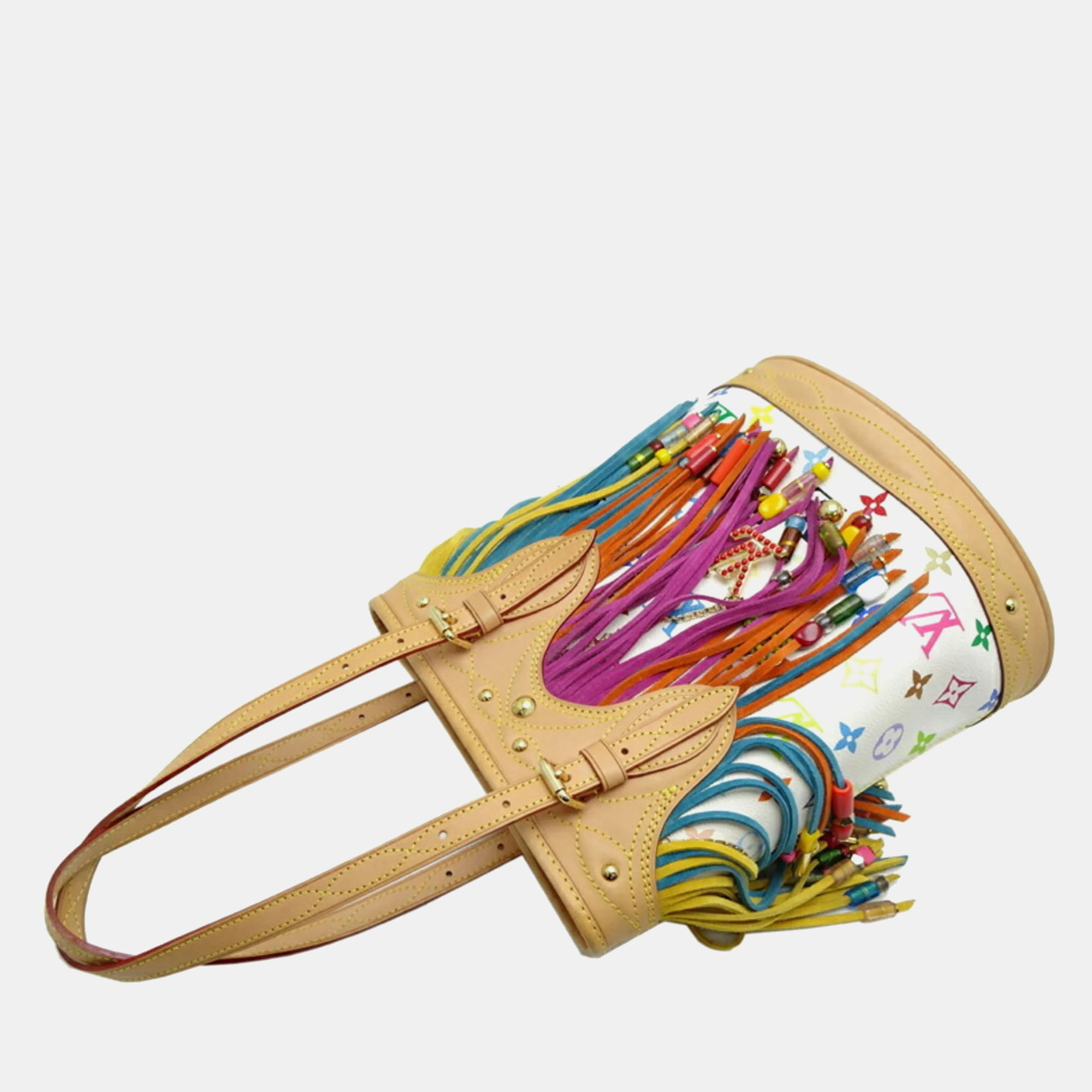 Louis Vuitton White Monogram Canvas Bucket Tote Bag 
