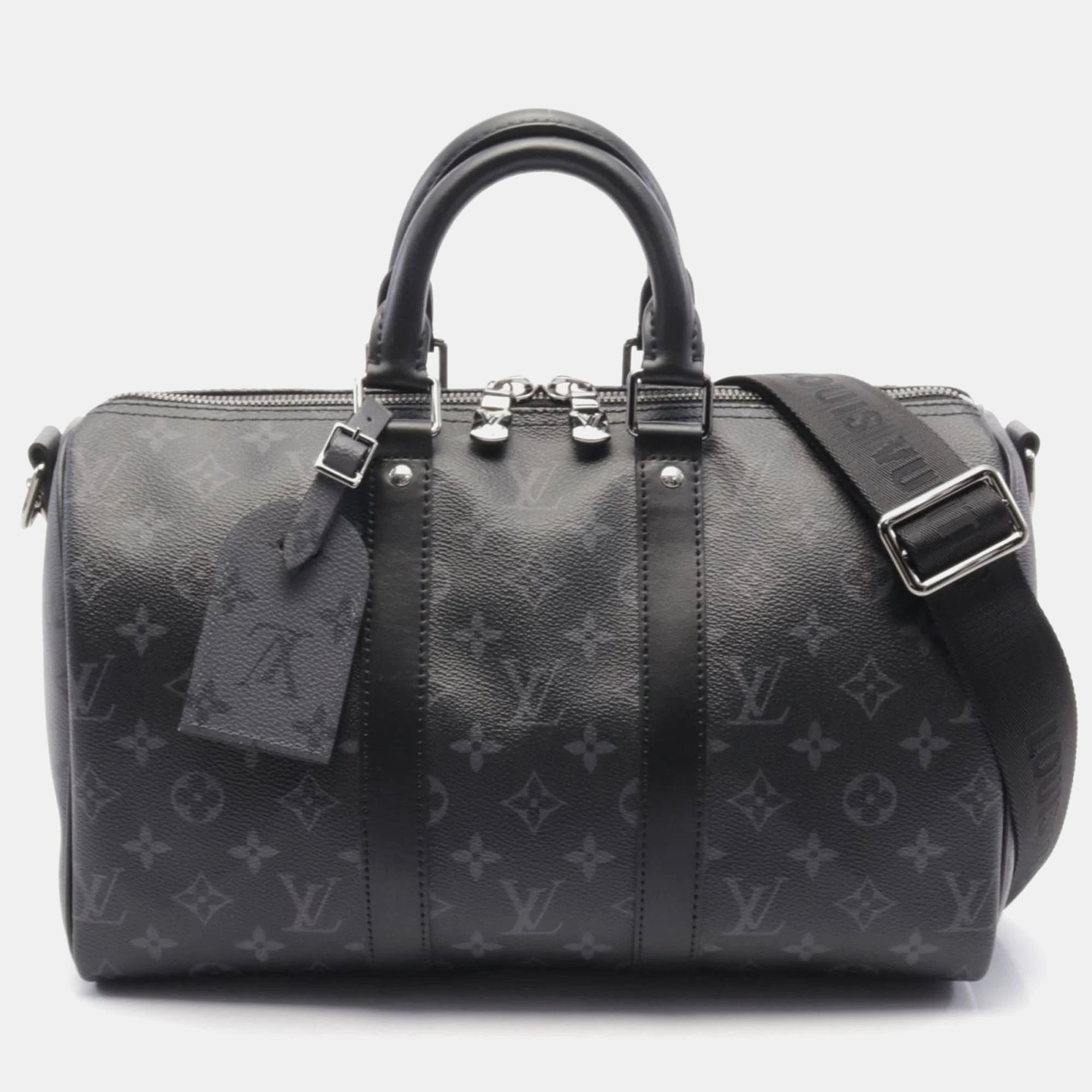 

Louis Vuitton Black Grey Monogram Eclipse Canvas Keepall Bandouliere 35 Handbag