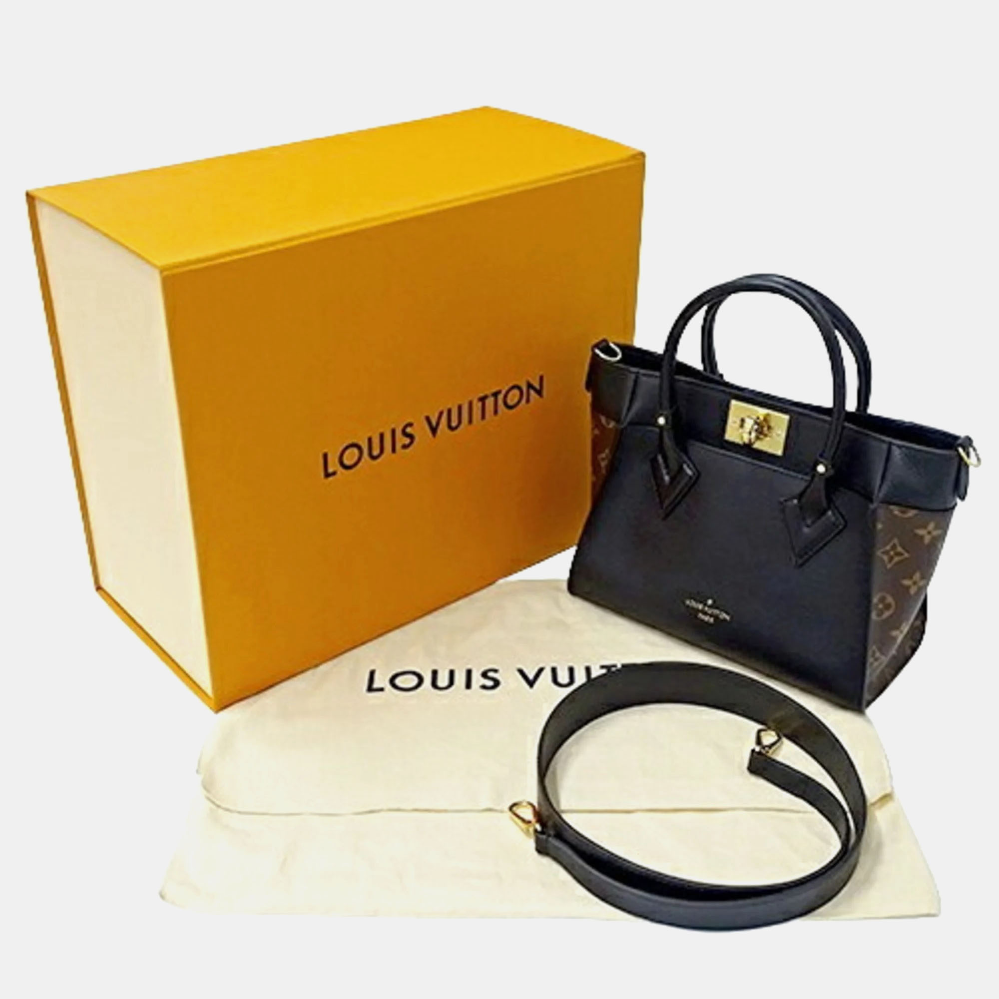 Louis Vuitton Black Brown Leather On My Side Handbag 