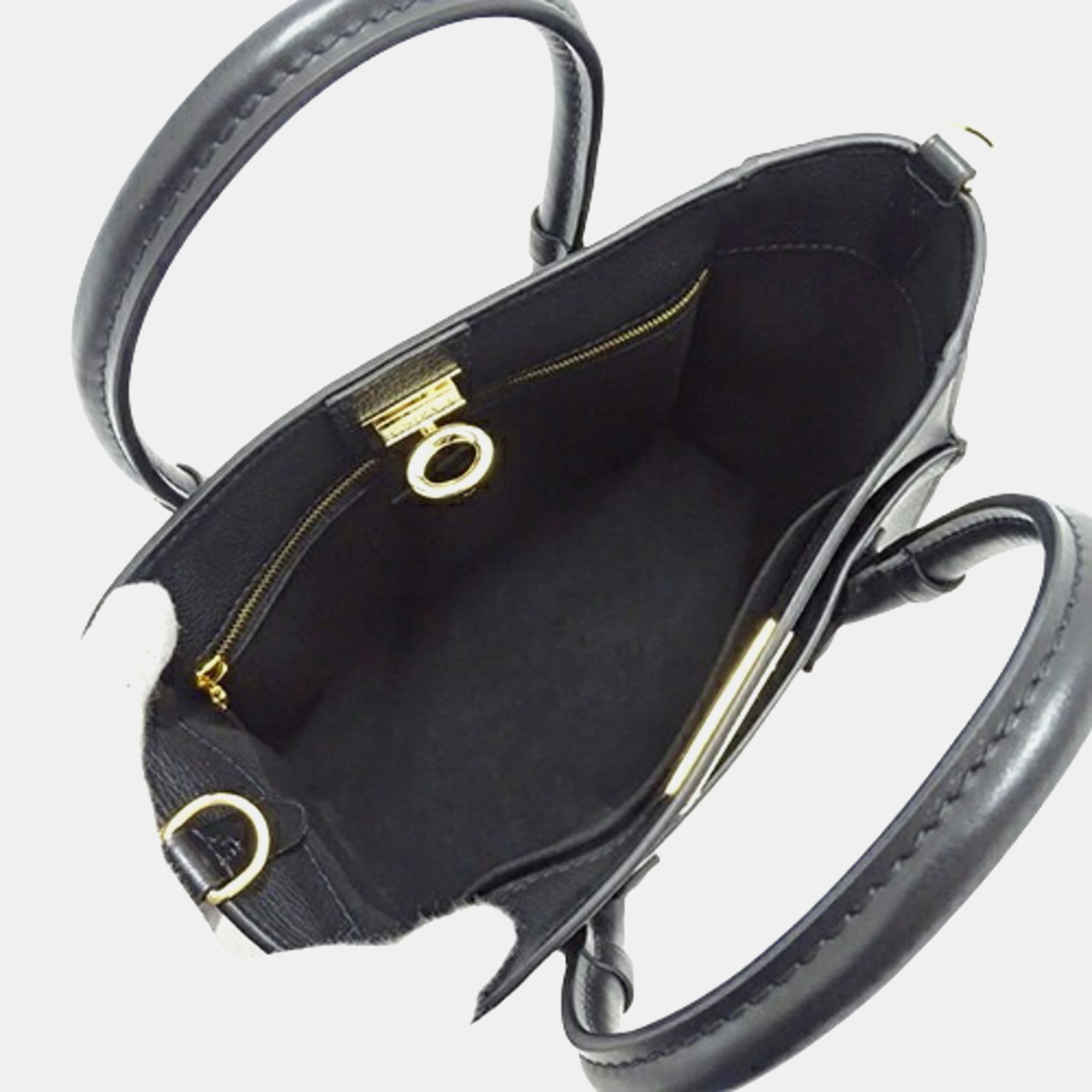 Louis Vuitton Black Brown Leather On My Side Handbag 