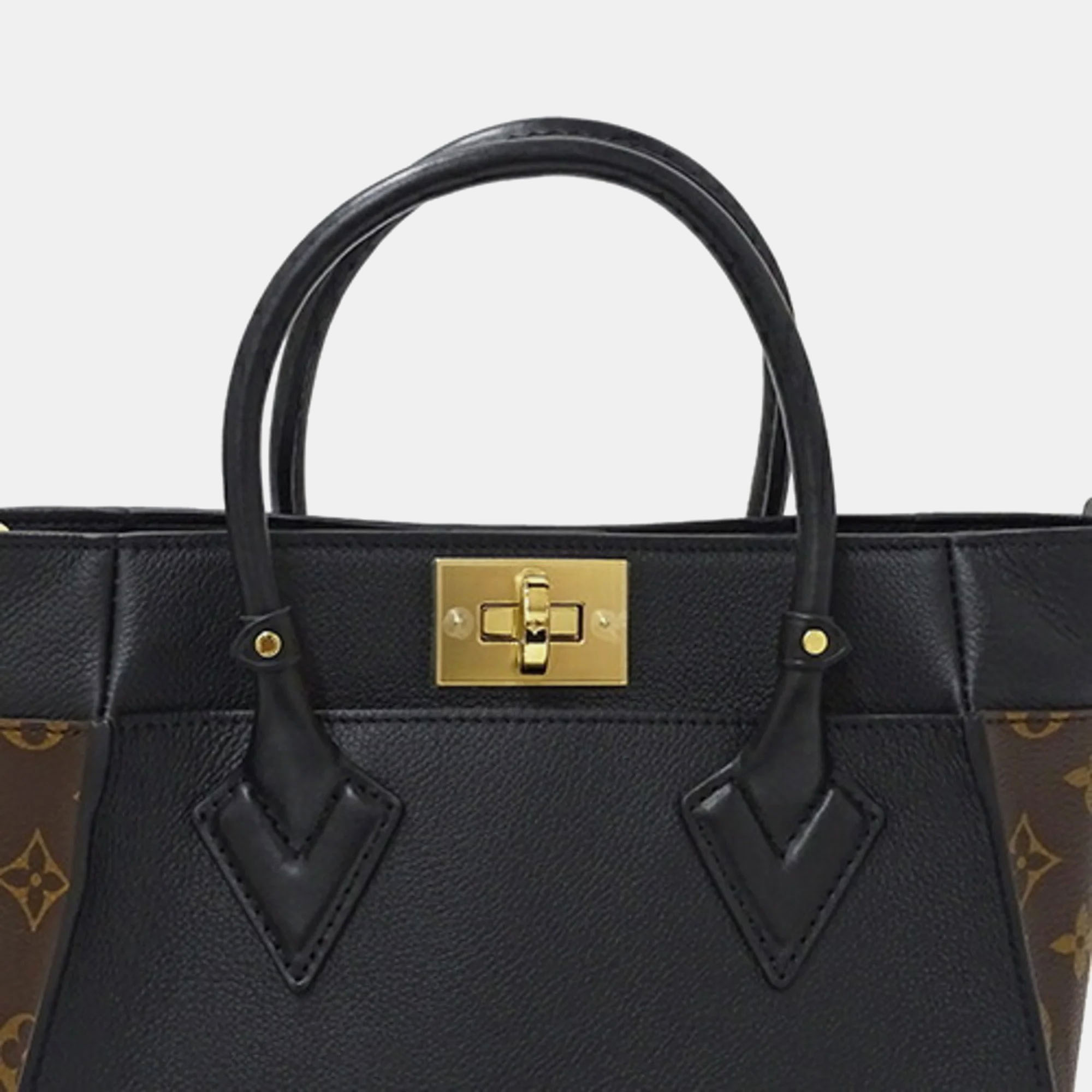 Louis Vuitton Black Brown Leather On My Side Handbag 