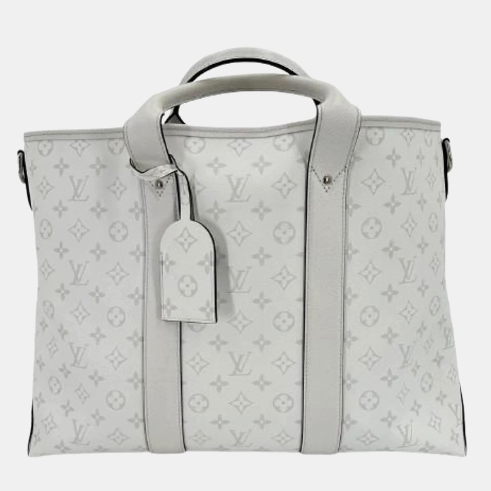 

Louis Vuitton Grey Taiga Leather Monogram Canvas Rama Weekend Tote Bag