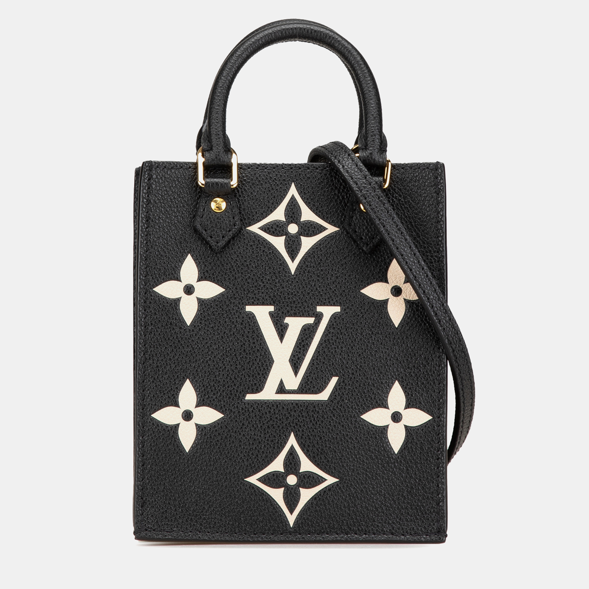 

Louis Vuitton Black Bicolor Monogram Empreinte Leather Petit Sac Plat Tote Bag