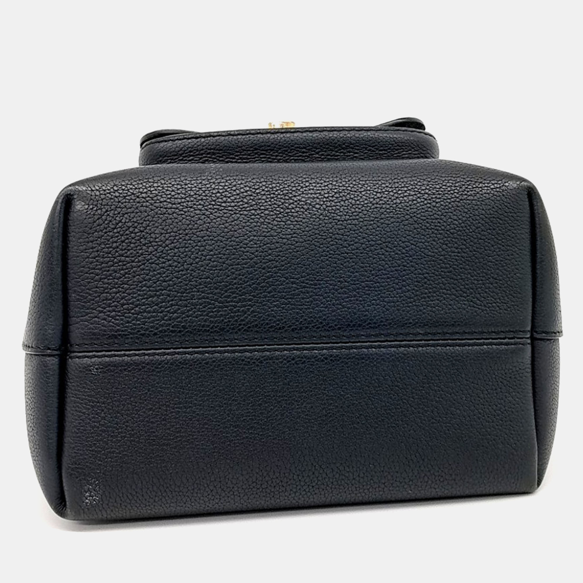 Louis Vuitton Black Leather Lock Me Bucket Bag 