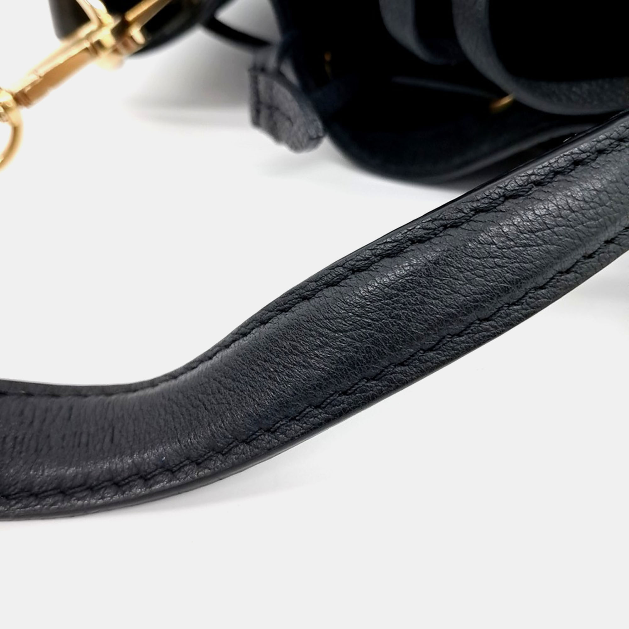 Louis Vuitton Black Leather Lock Me Bucket Bag 