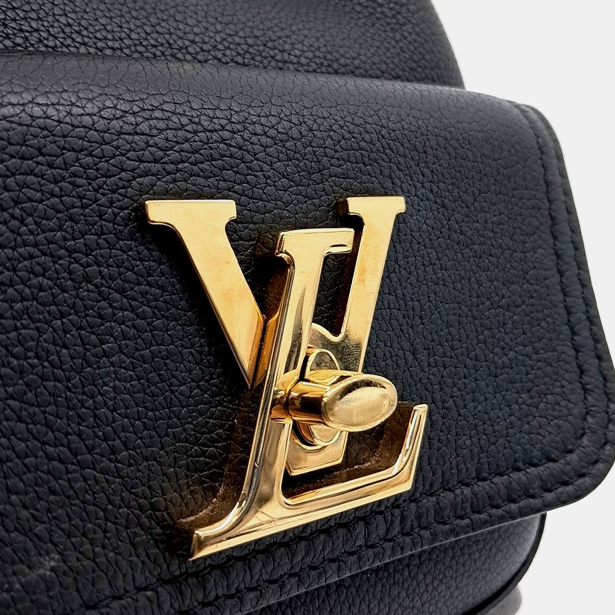 Louis Vuitton Black Leather Lock Me Bucket Bag 