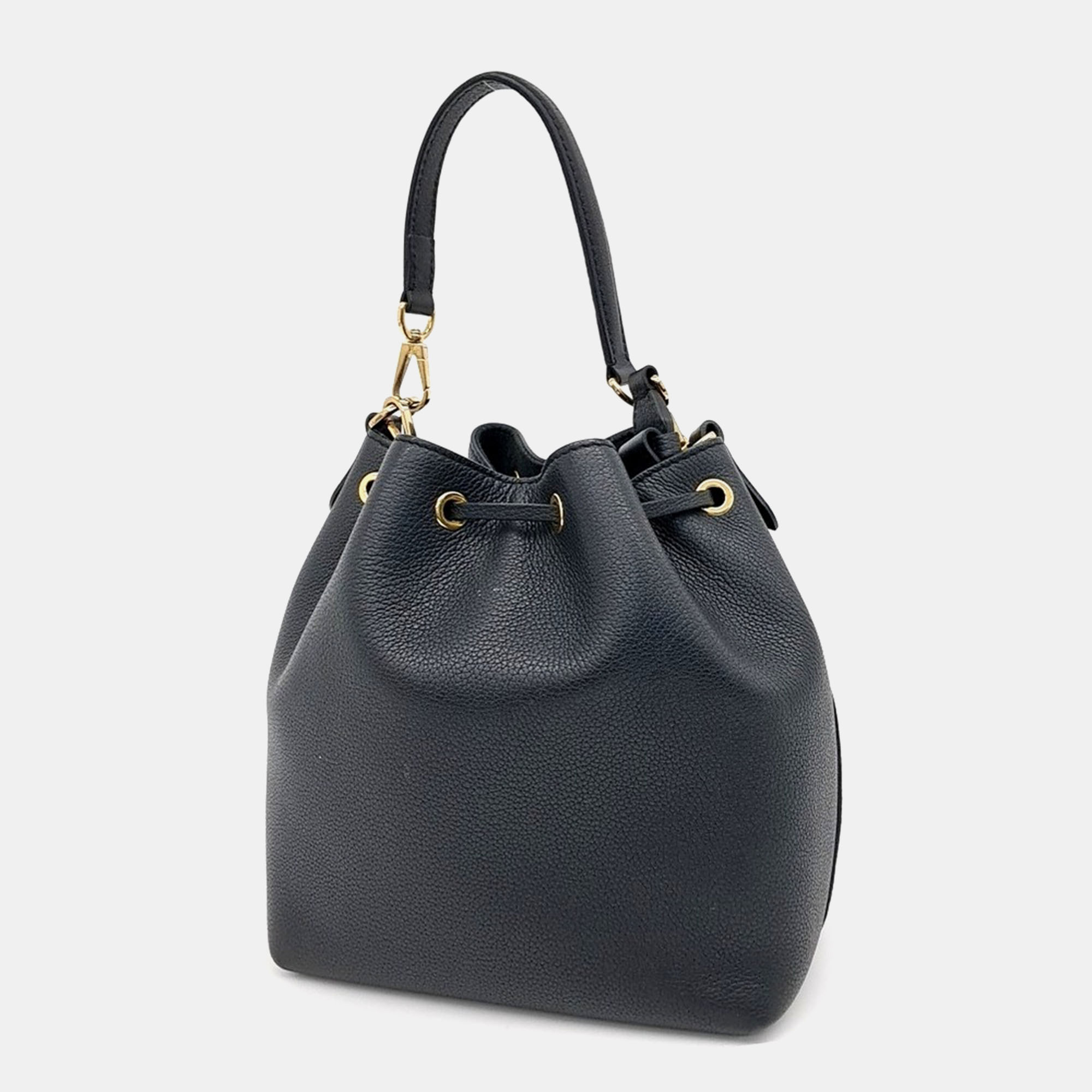 Louis Vuitton Black Leather Lock Me Bucket Bag 