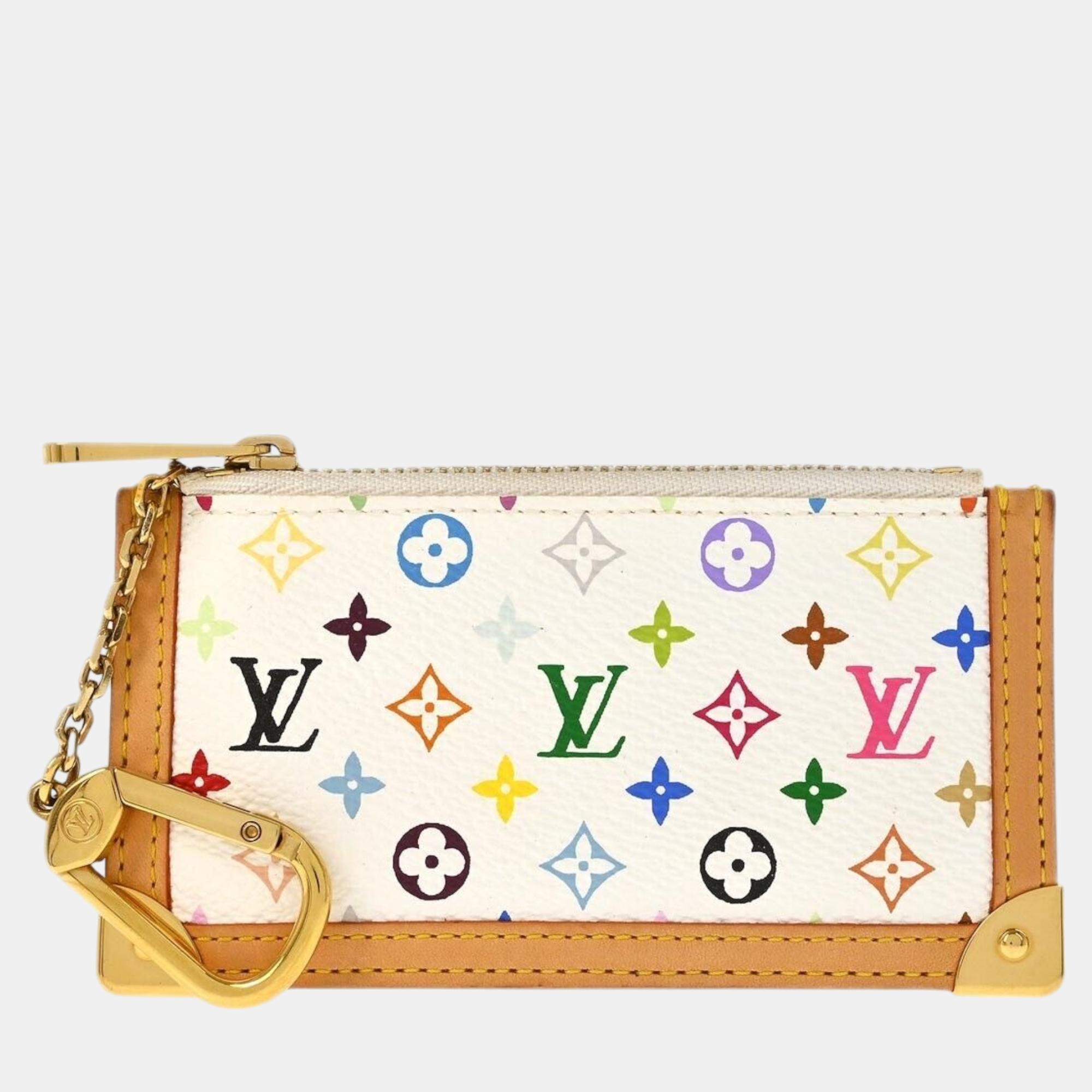 

Louis Vuitton White Monogram Multicolor Pochette Cles Small Coin Purse