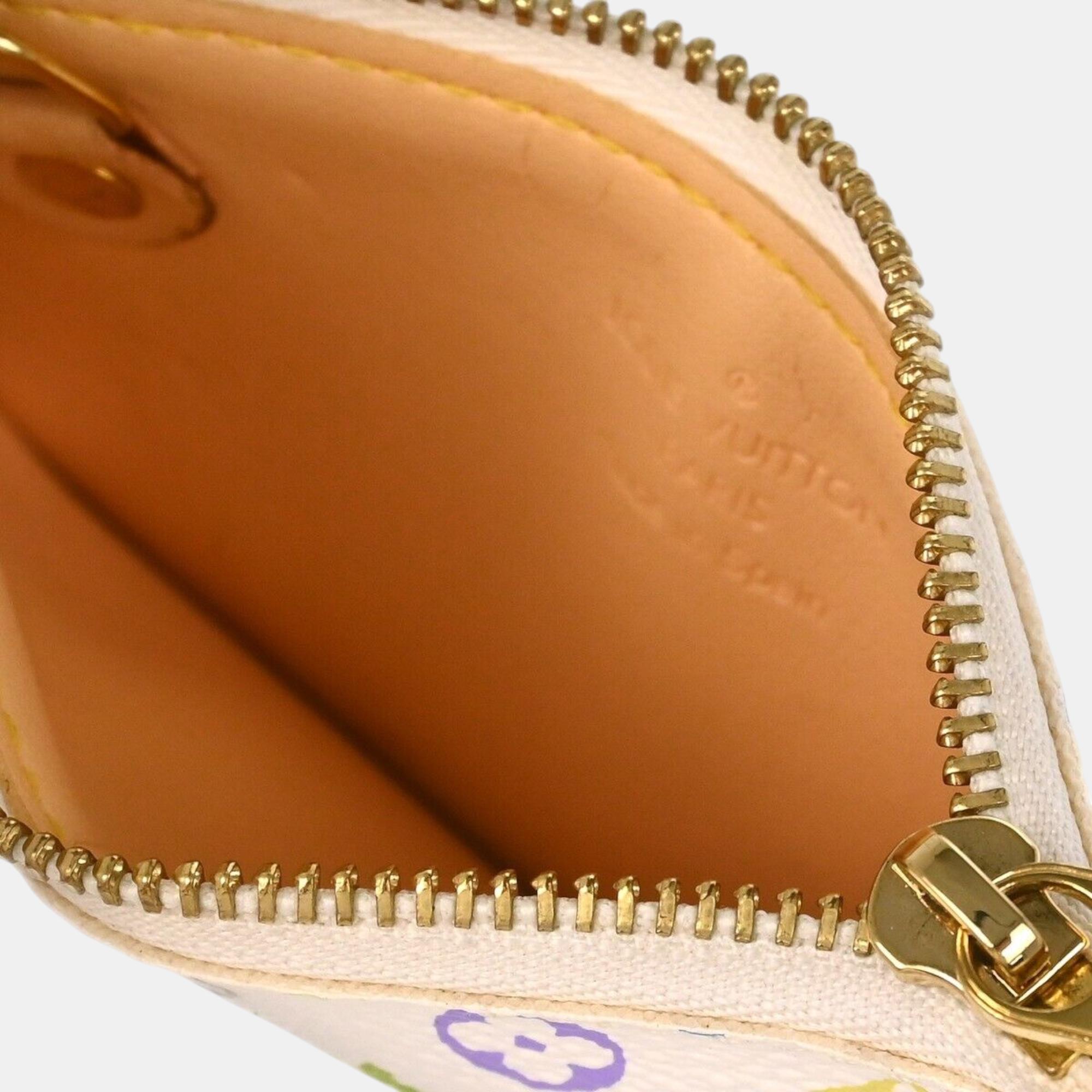 Louis Vuitton White Monogram Multicolor Pochette Cles Small Coin Purse 