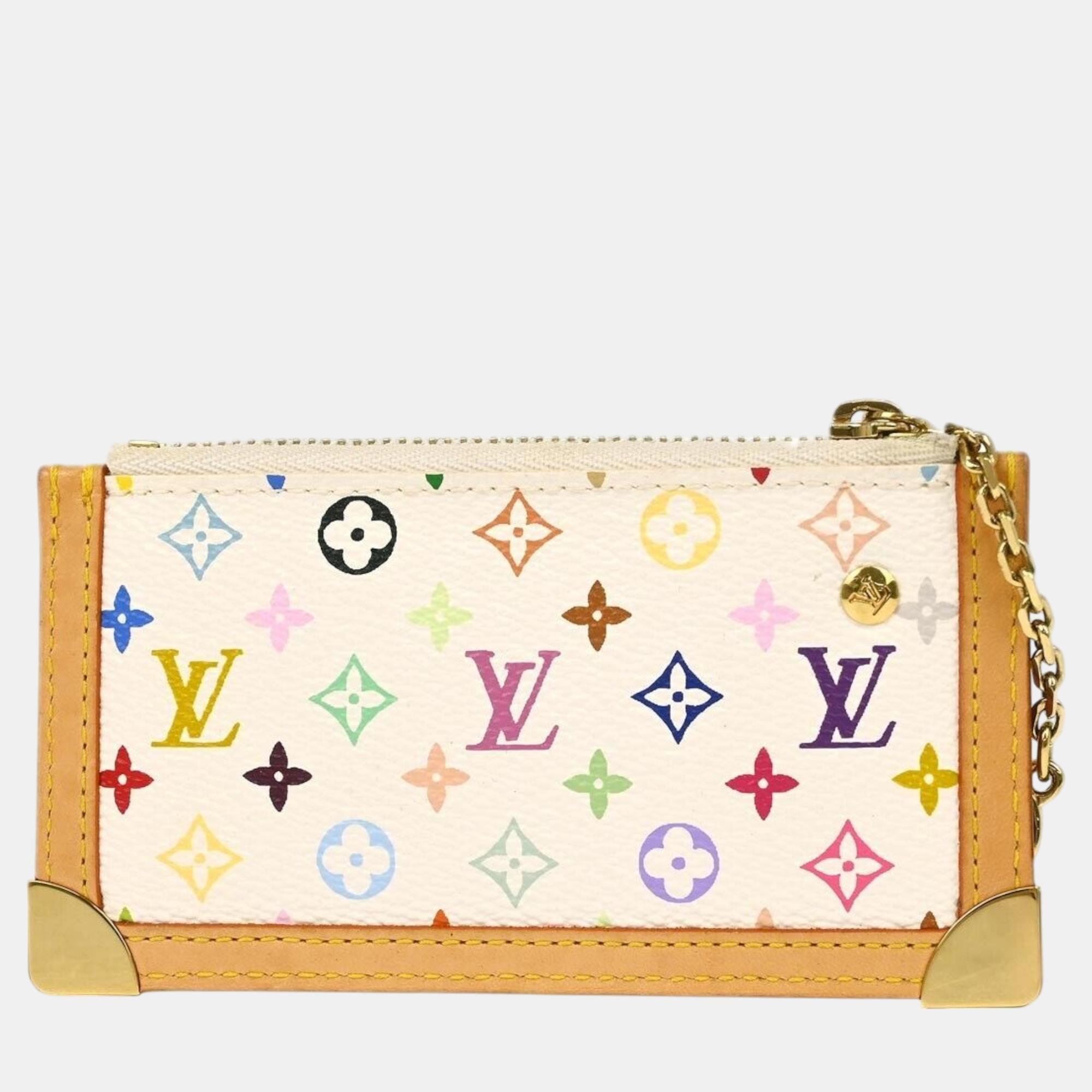 Louis Vuitton White Monogram Multicolor Pochette Cles Small Coin Purse 