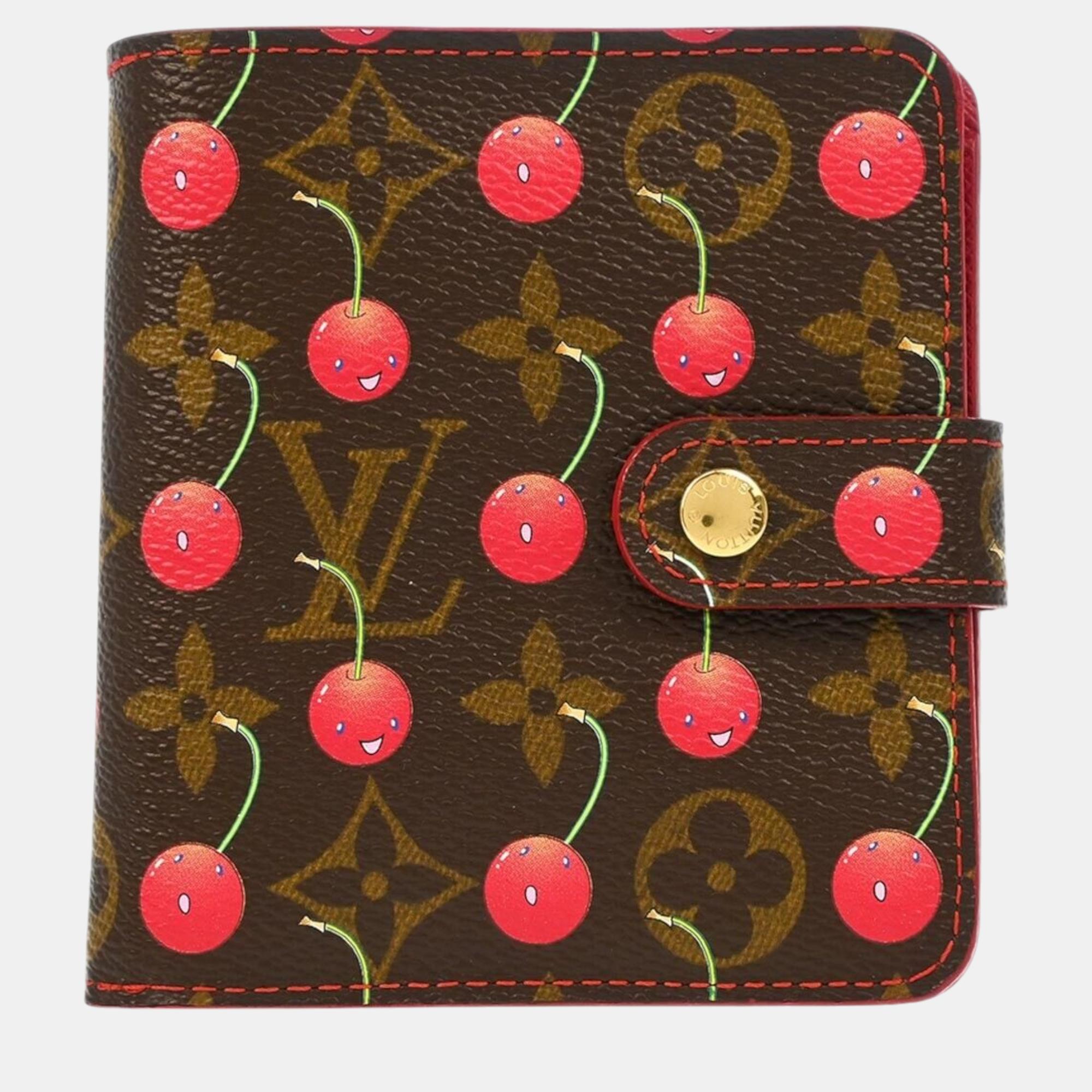 

Louis Vuitton Monogram Cherry Compact Zip Wallet, Brown