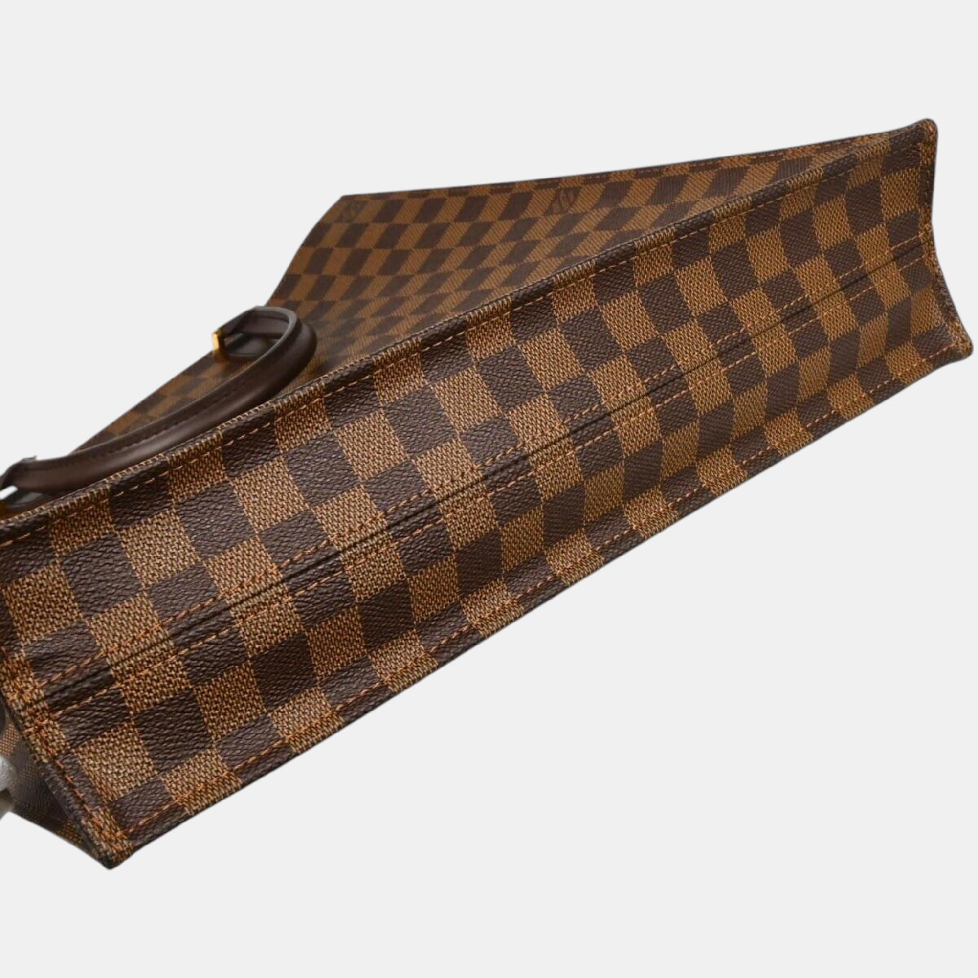 Louis Vuitton Brown Damier Ebene Canvas Sac Plat Tote Bag 