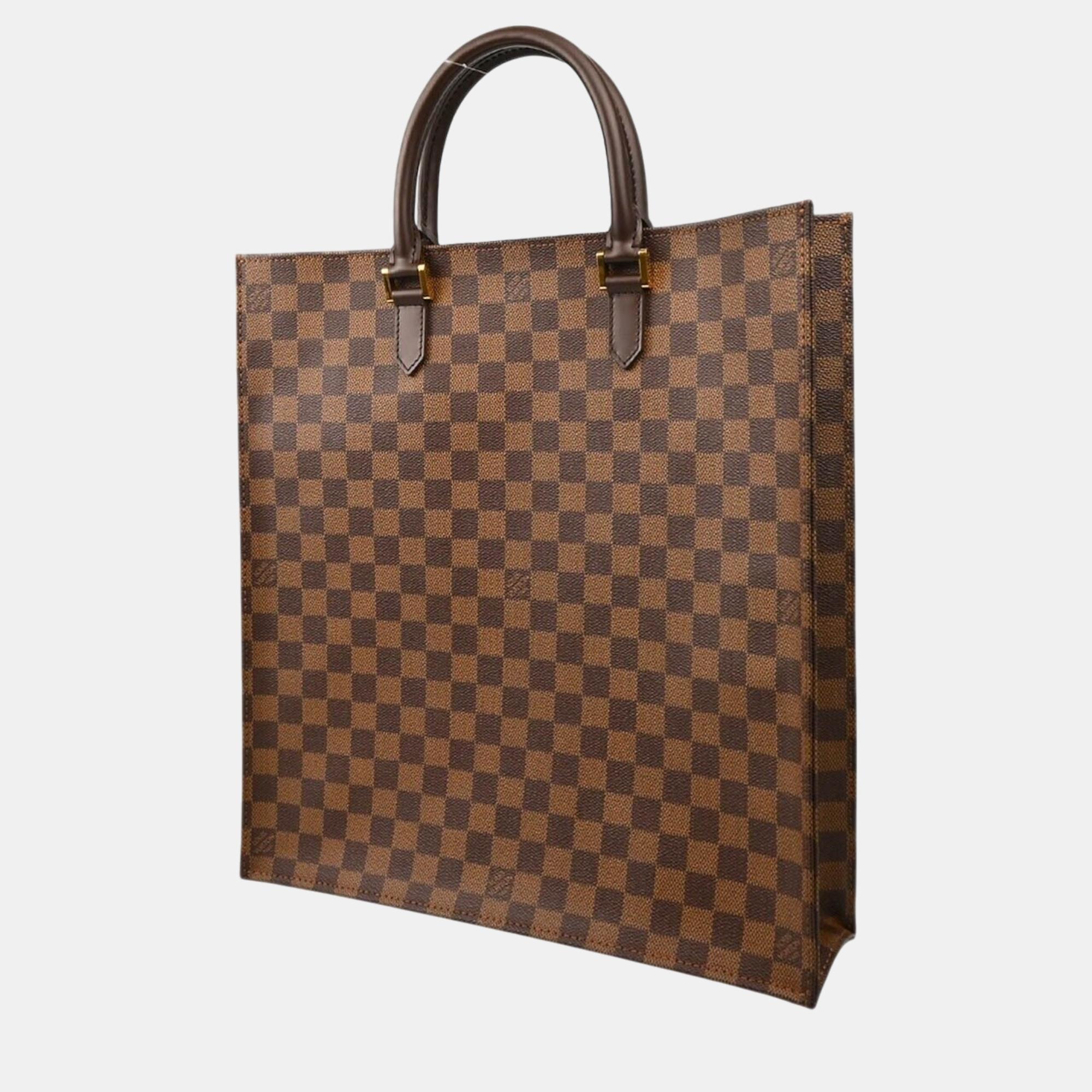 Louis Vuitton Brown Damier Ebene Canvas Sac Plat Tote Bag 