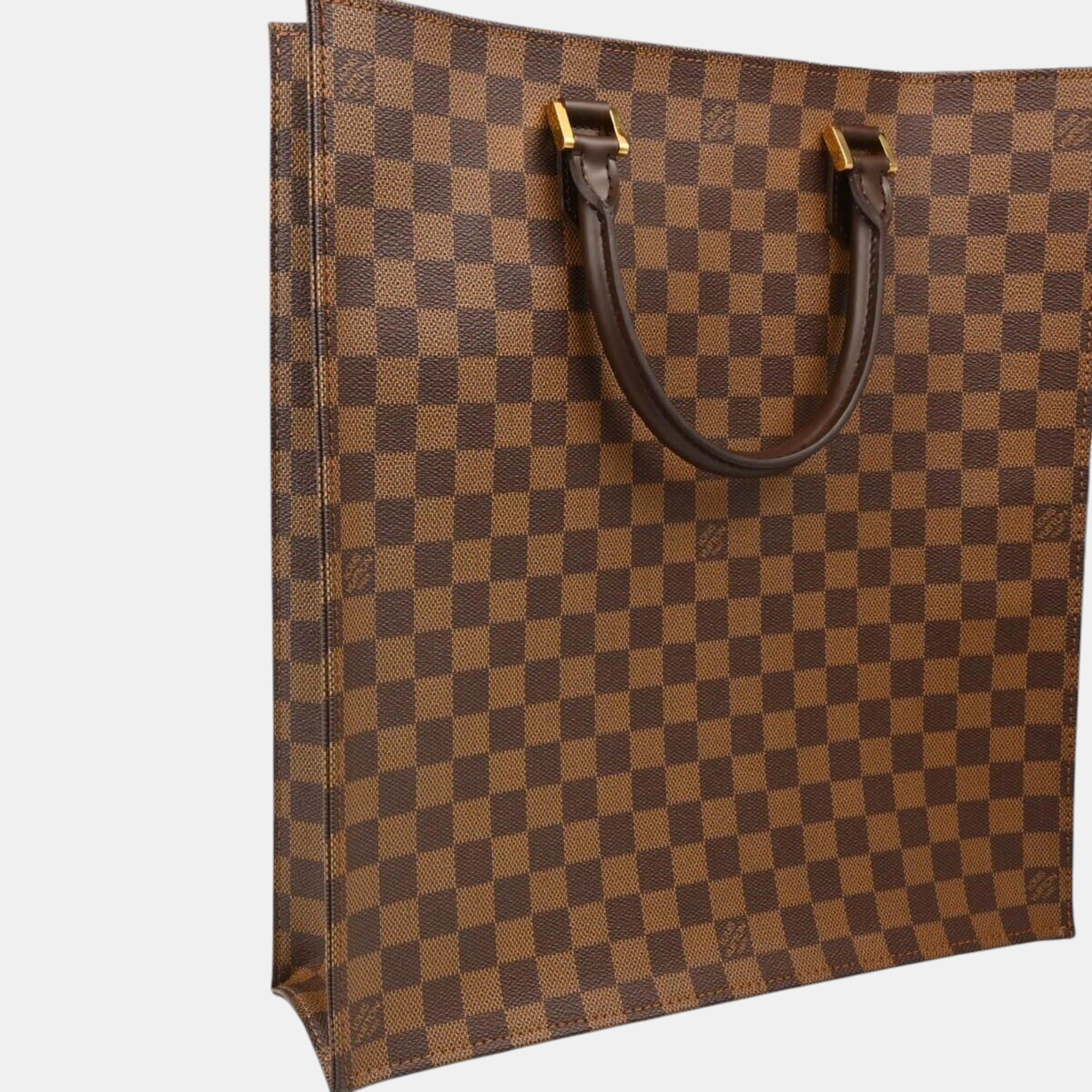 Louis Vuitton Brown Damier Ebene Canvas Sac Plat Tote Bag 