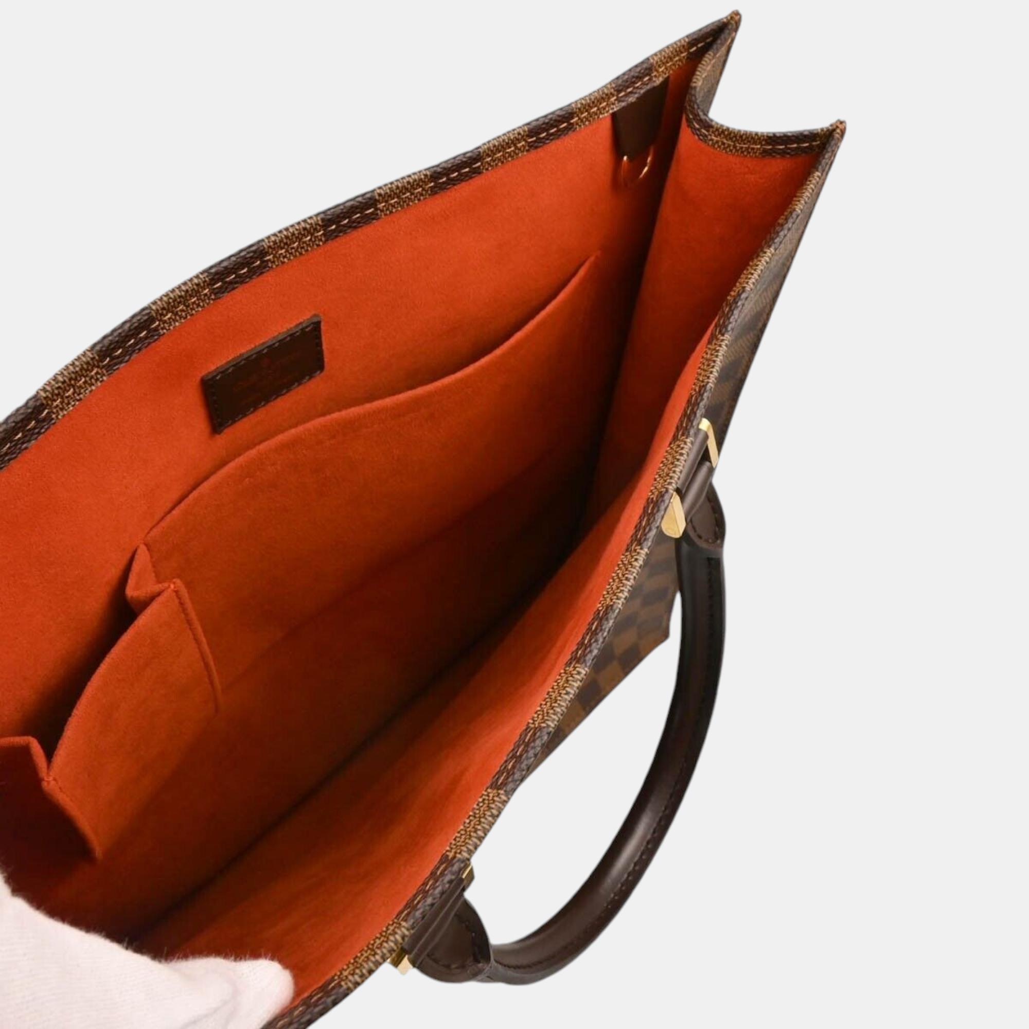 Louis Vuitton Brown Damier Ebene Canvas Sac Plat Tote Bag 
