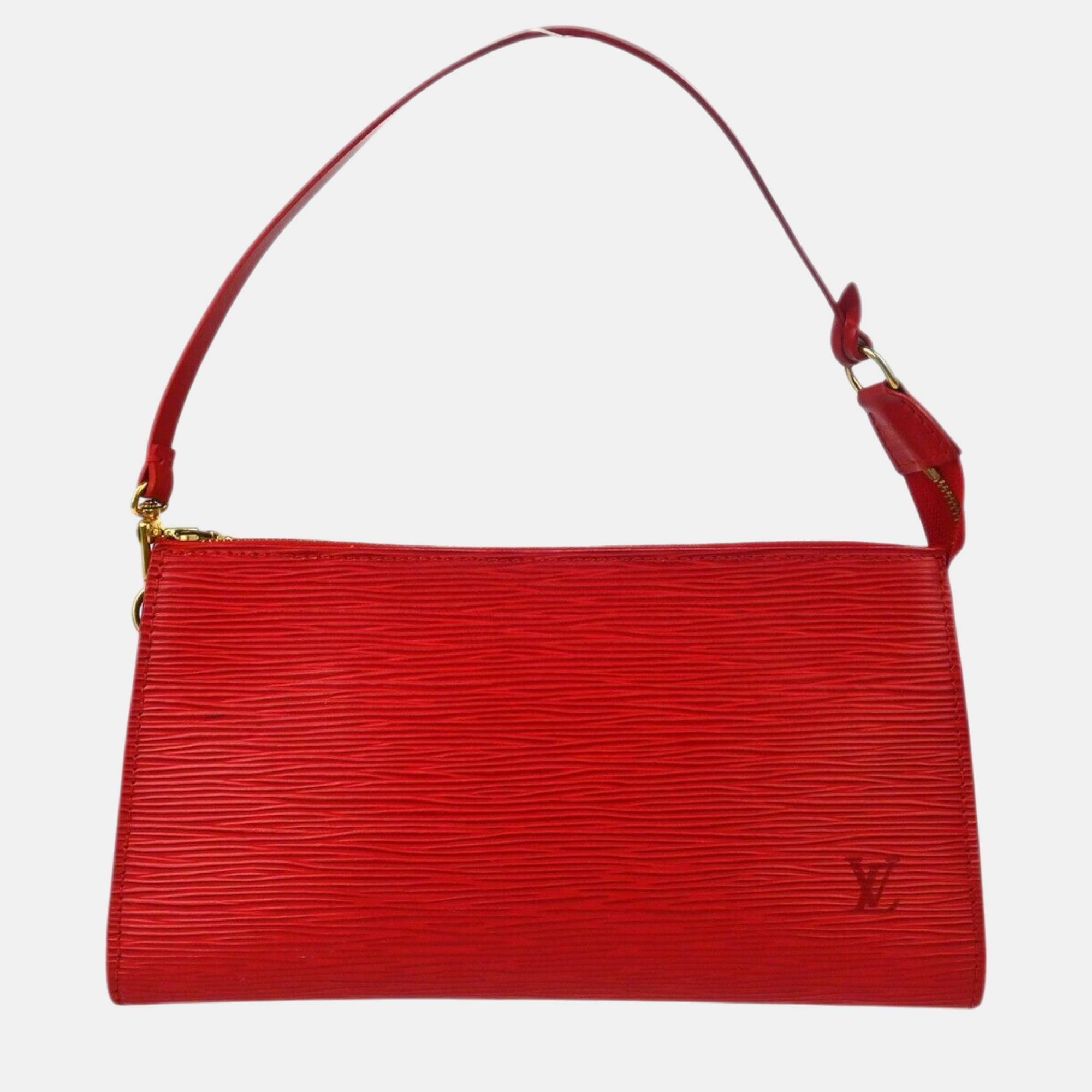 

Louis Vuitton Red Epi Pochette Accessoires Pouch Handbag