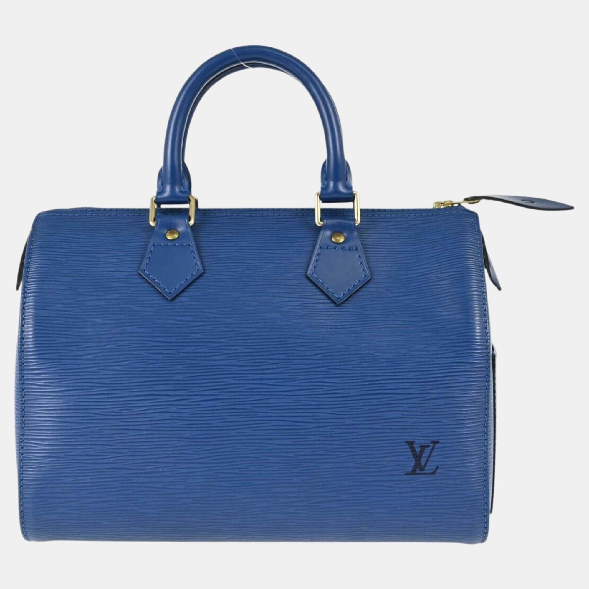 

Louis Vuitton Blue Epi Speedy 25 Handbag