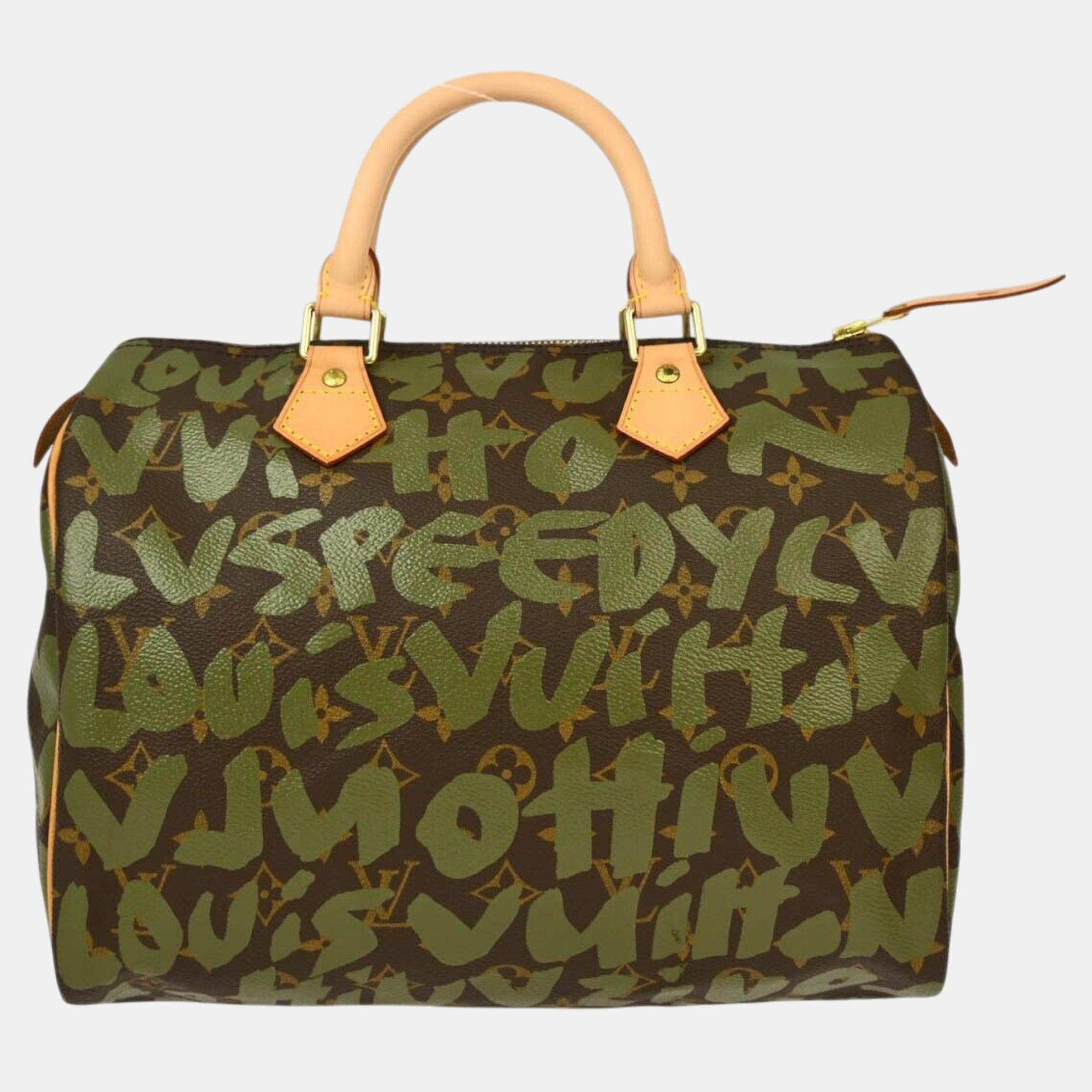 

Louis Vuitton Khaki Monogram Graffiti Speedy 30 Handbag, Green