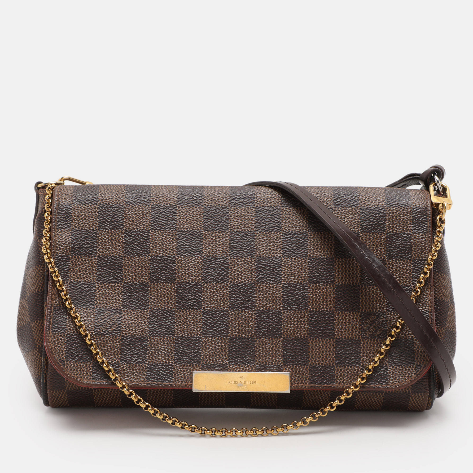 

Louis Vuitton Damier Ebene Canvas and Leather Favorite MM Bag, Brown