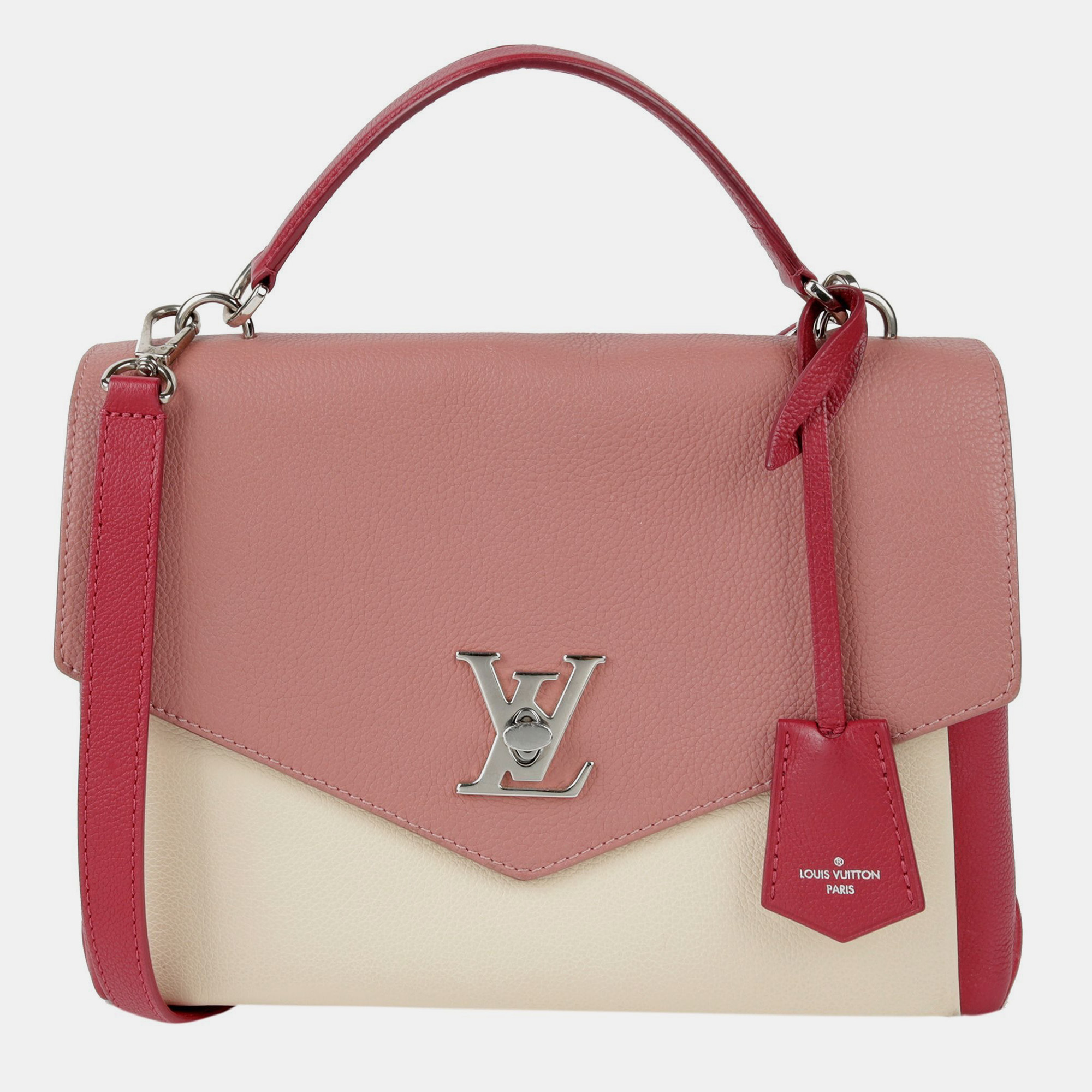 

Louis Vuitton Rose Bordeaux Cream Leather My Lockme Satchel Tote And Shoulder Bag, Pink