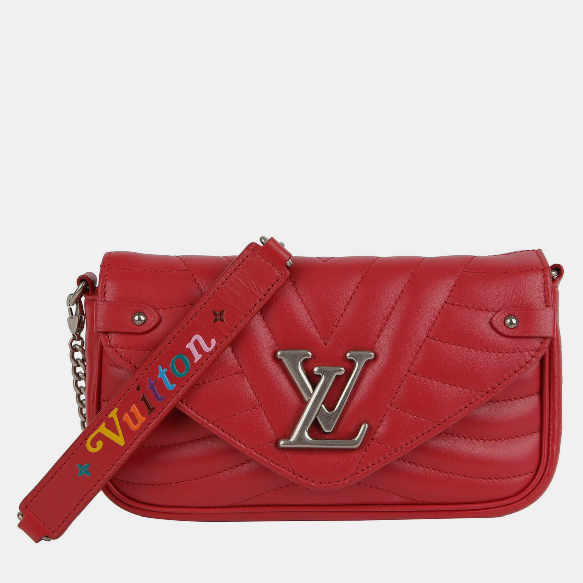 

Louis Vuitton Red Leather New Wave Chain Pochette Crossbag