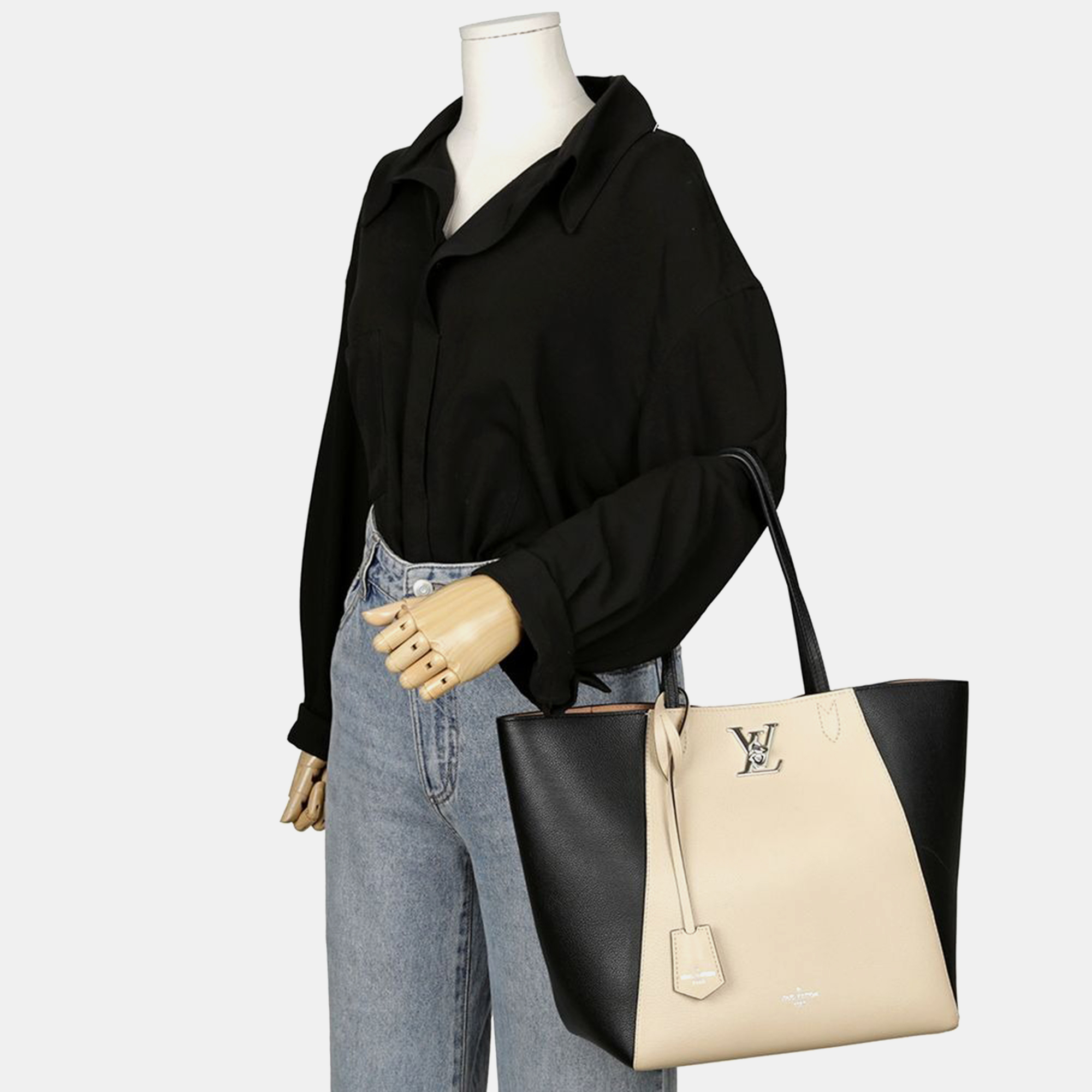 Louis Vuitton Multi-Color Leather Lockme Cabas Tote And Shoulder Bag 