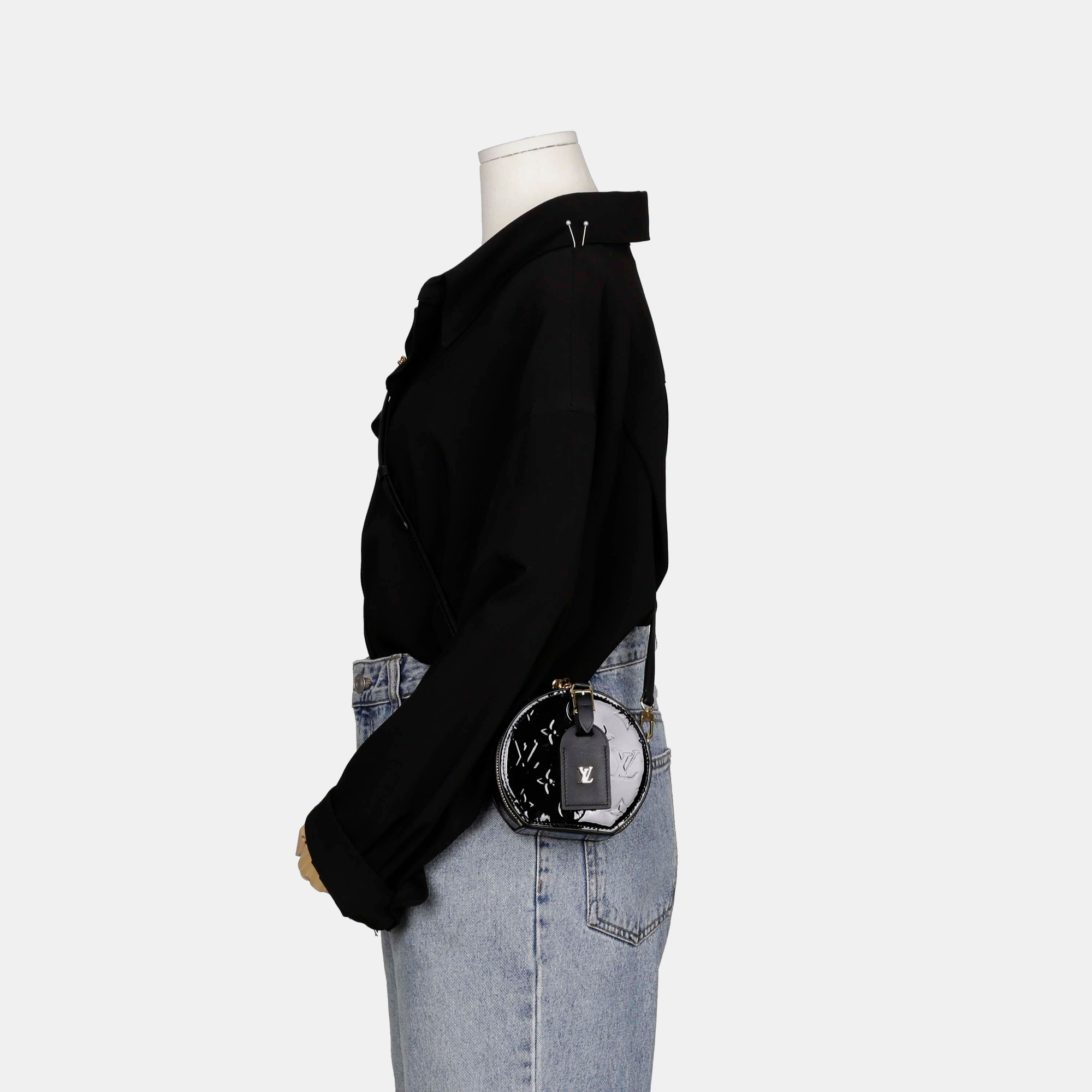 Louis Vuitton Mini Black Monogram Vernis Leather Boite Chapeau Souffle Shoulder And Crossbag 