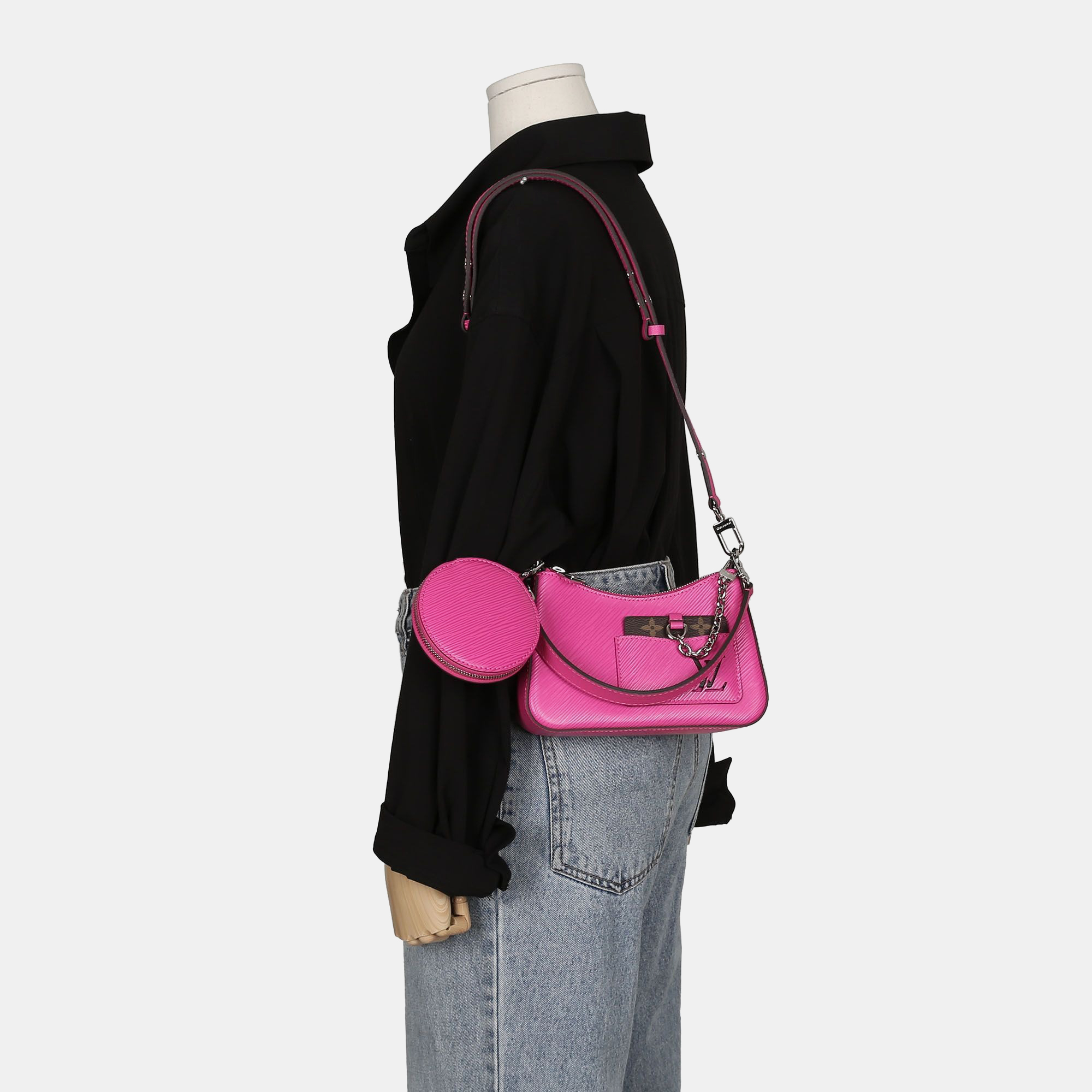 Louis Vuitton Rose Miami Pink Epi Leather Marellini Shoulder And Cross Bag 